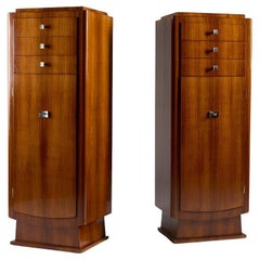 Jules Leleu, Pair of Tall Art Deco Cabinets, France, C. 1930