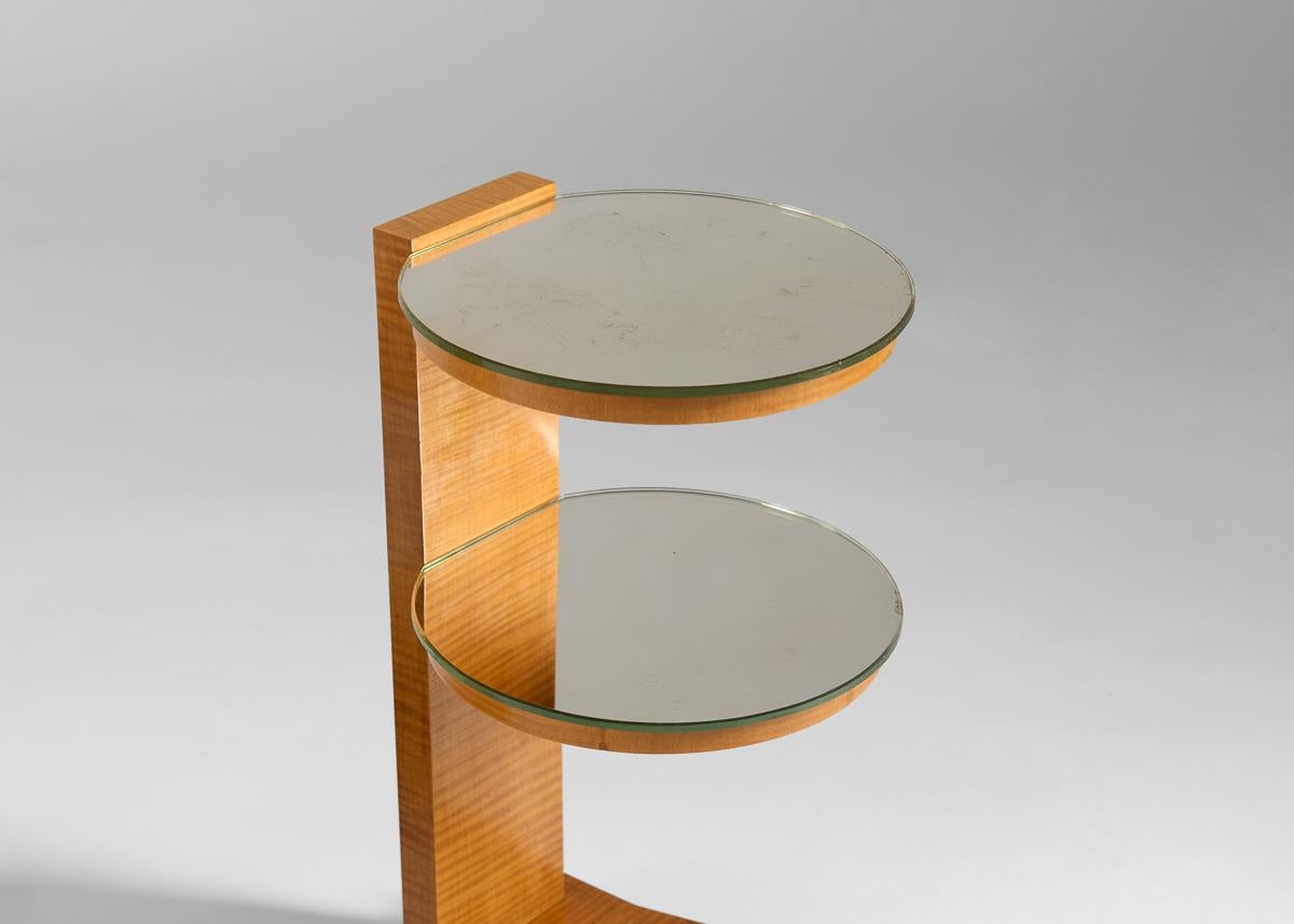 Jules Leleu, Pareja de mesas auxiliares circulares de dos patas, Francia, c. 1933 Francés en venta