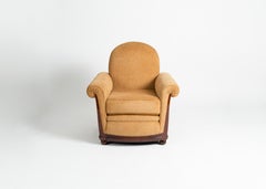Jules Leleu, Sillón Art Déco de caoba tapizado de amarillo, Francia, hacia 1926