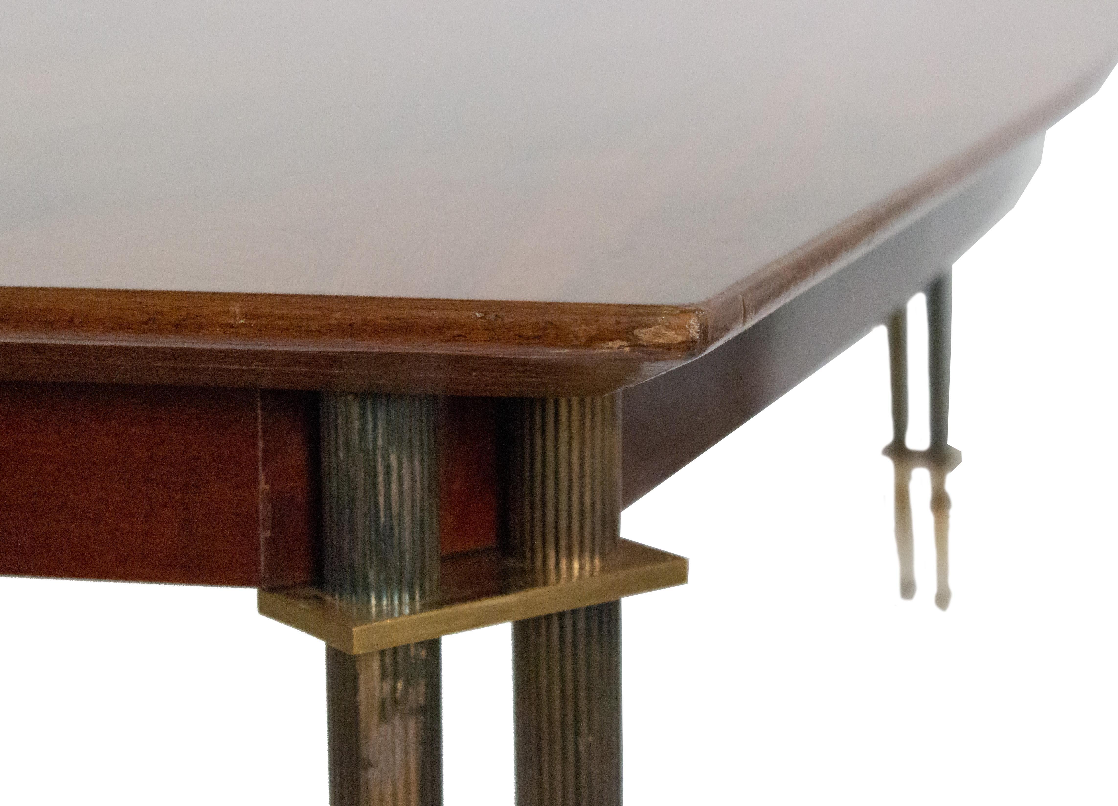 Jules Leleu Rosewood and Gilt Bronze Dining Table In Good Condition In New York, NY