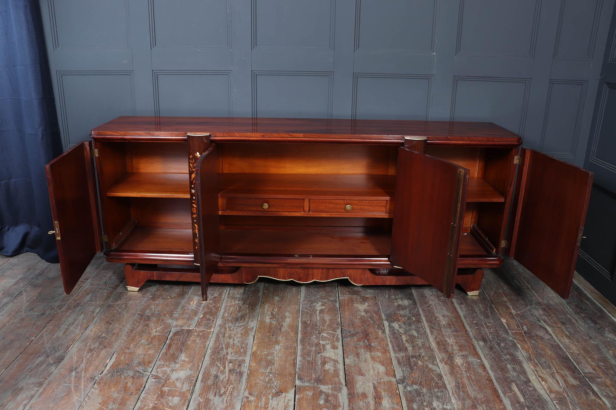 Jules Leleu Rosewood & Palmwood Sideboard with Inlay, 1940s For Sale 5
