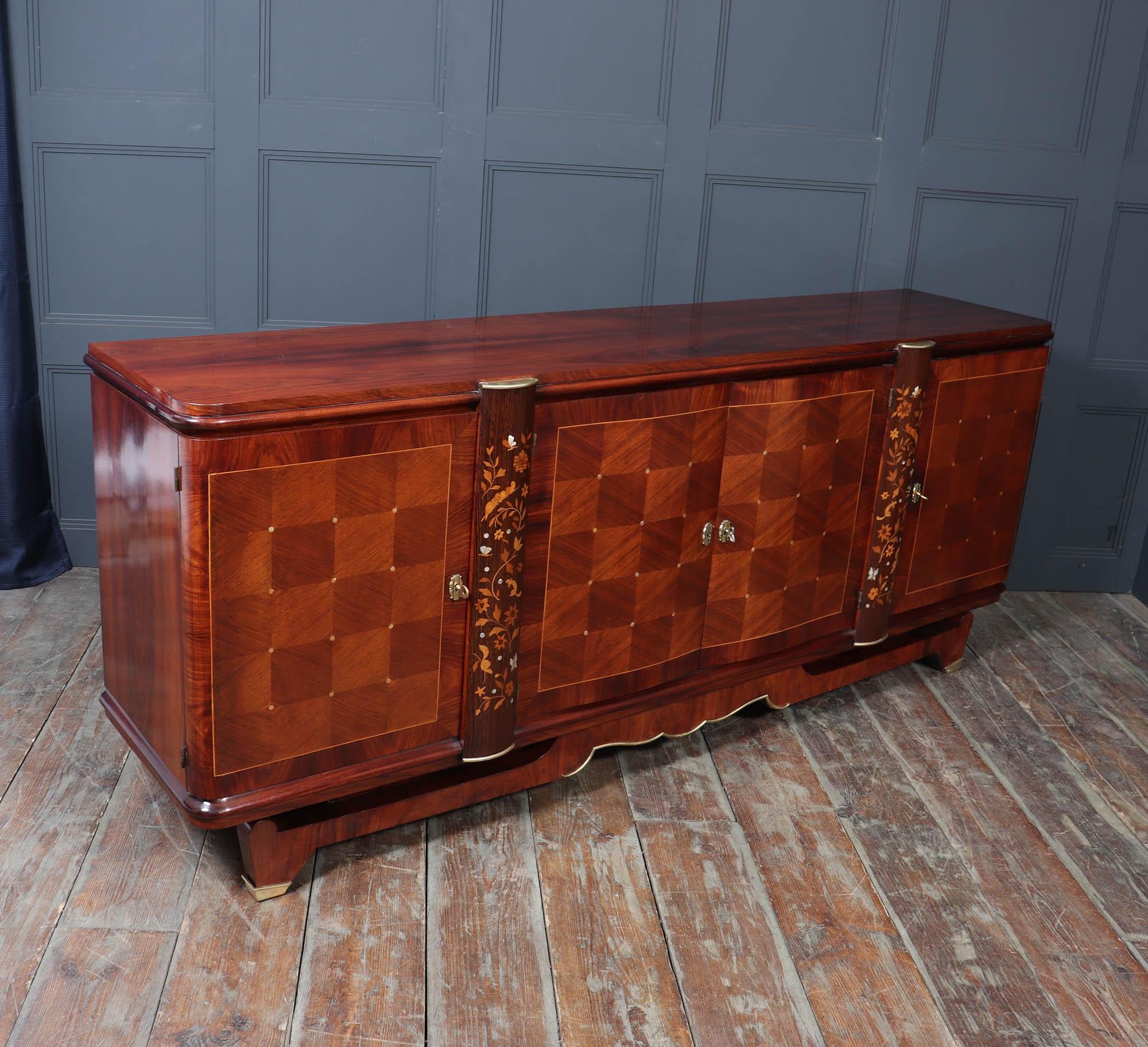 Jules Leleu Rosewood & Palmwood Sideboard with Inlay, 1940s For Sale 7