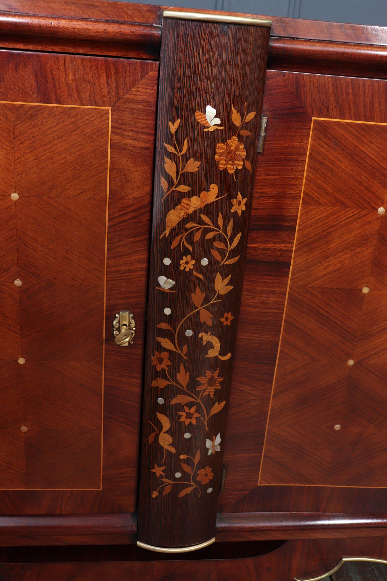 Jules Leleu Rosewood & Palmwood Sideboard with Inlay, 1940s For Sale 1