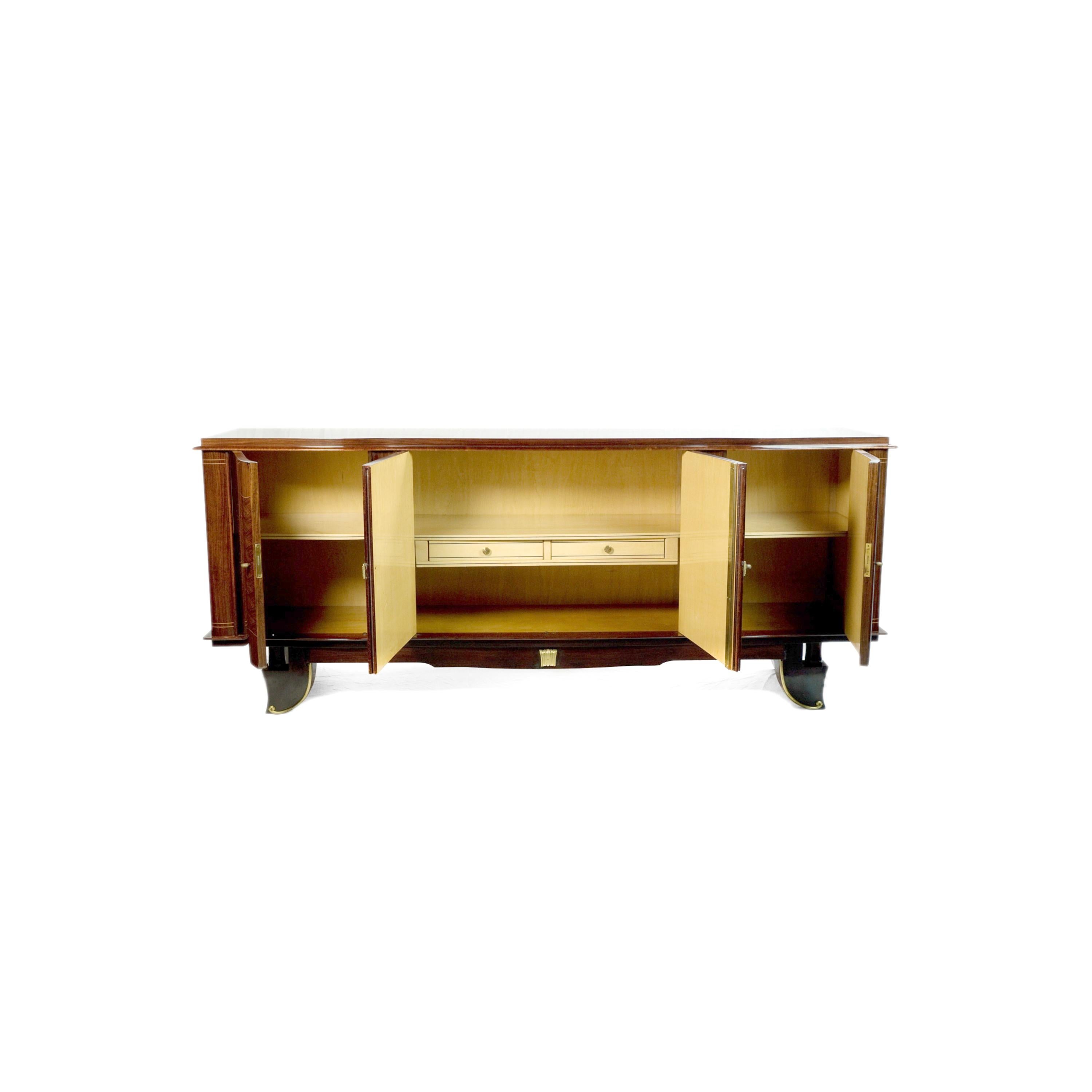 Inlay Jules Leleu Sideboard Art Deco 20th Century For Sale