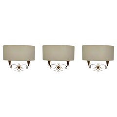 Set di 3 applique con paralumi Jules Leleu