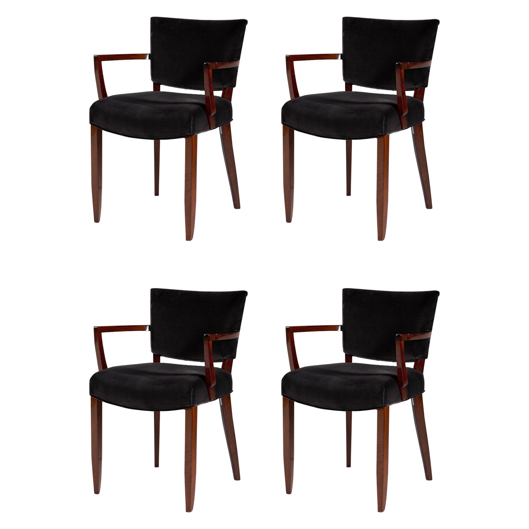 Jules Leleu, Set of Four Armchairs, France, circa 1928