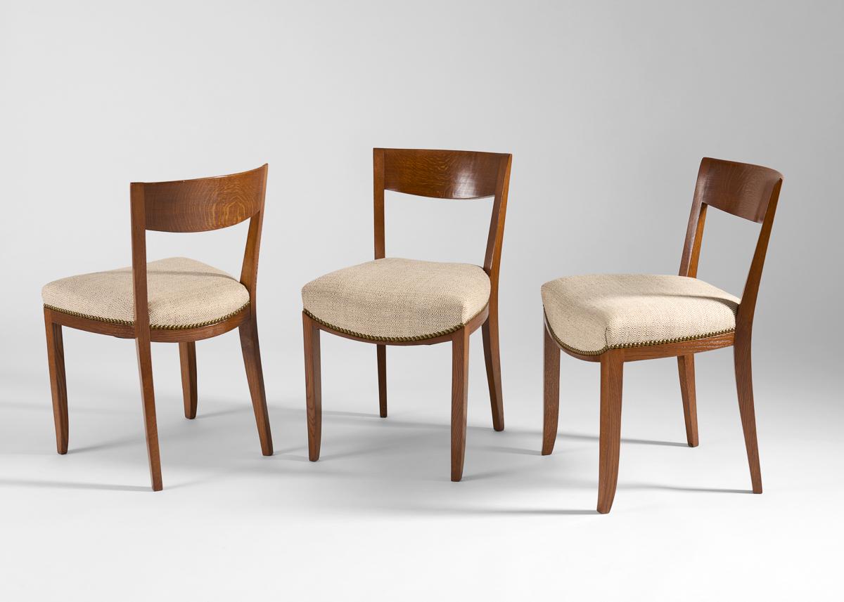 Jules Leleu, ensemble de six chaises d'appoint, France, vers 1937 Bon état - En vente à New York, NY