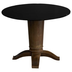 Jules Leleu, Side Table, Walnut, Glass, France, 1940s