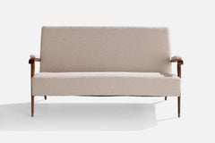 Jules Leleu, Sofa, Mahogany, Brass, Fabric, France, 1960s