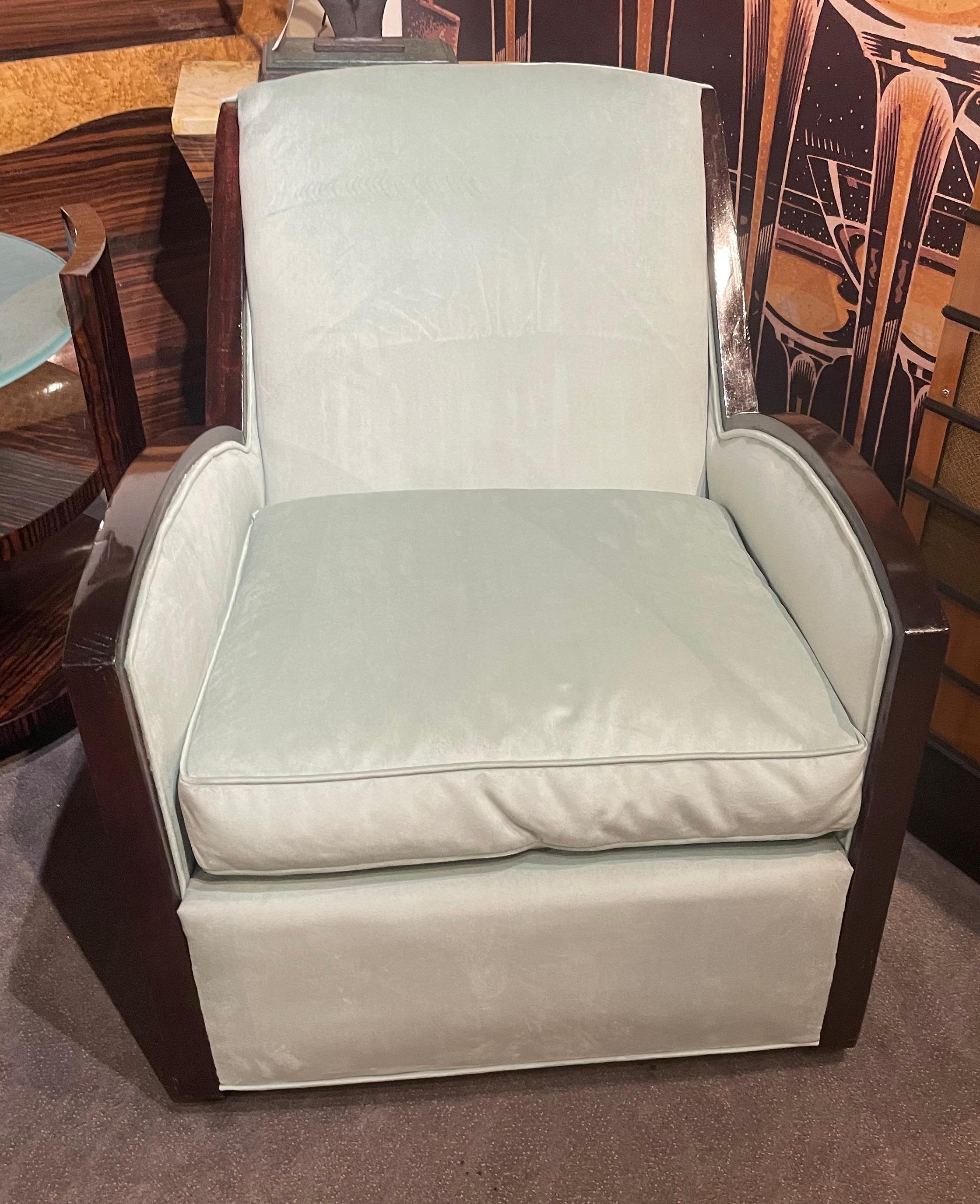 Jules Leleu Style Art Deco French Club Chairs Restored For Sale 1