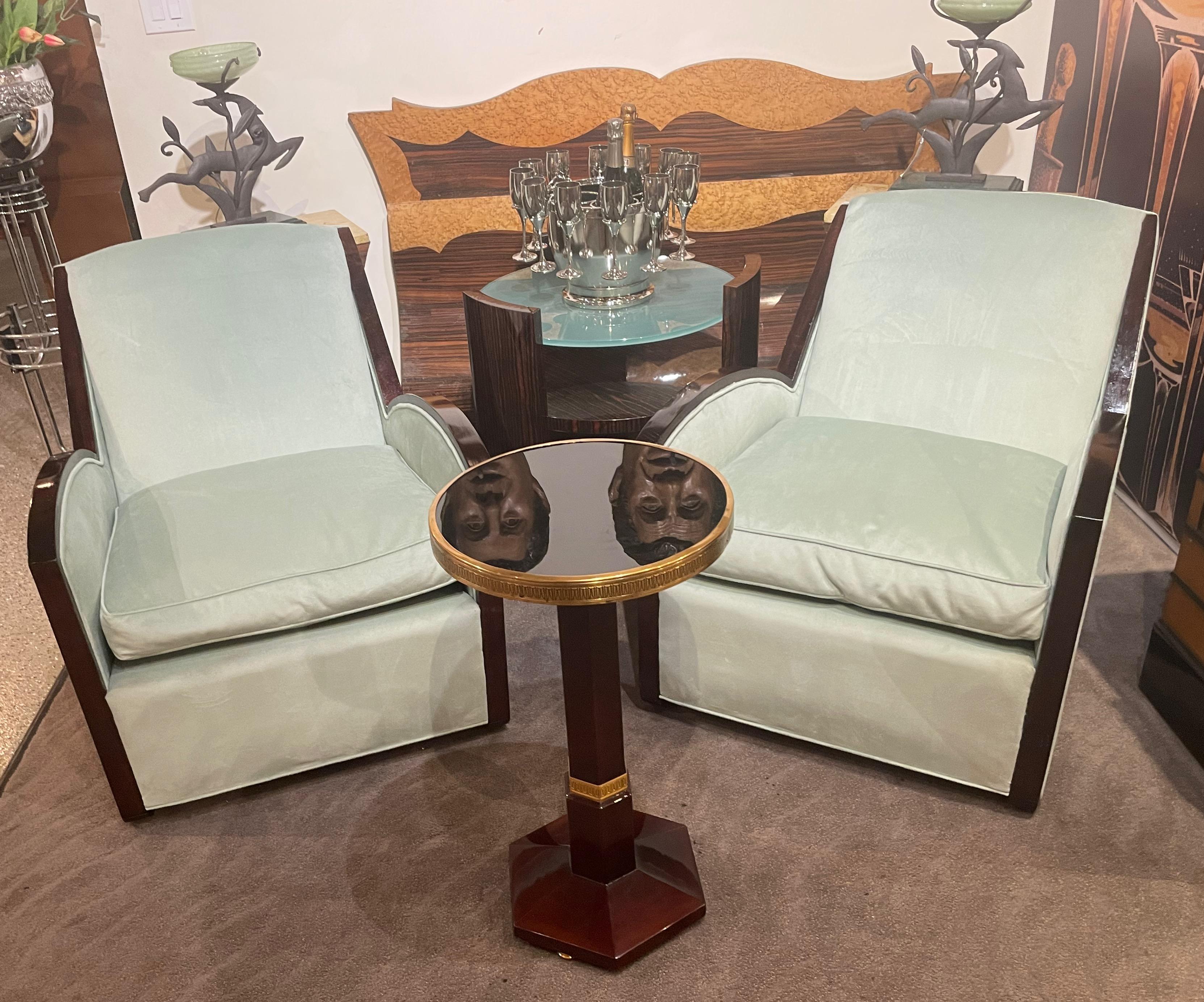 Jules Leleu Style Art Deco French Club Chairs Restored For Sale 3