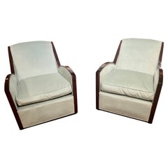 Jules Leleu Style Art Deco French Club Chairs Restored