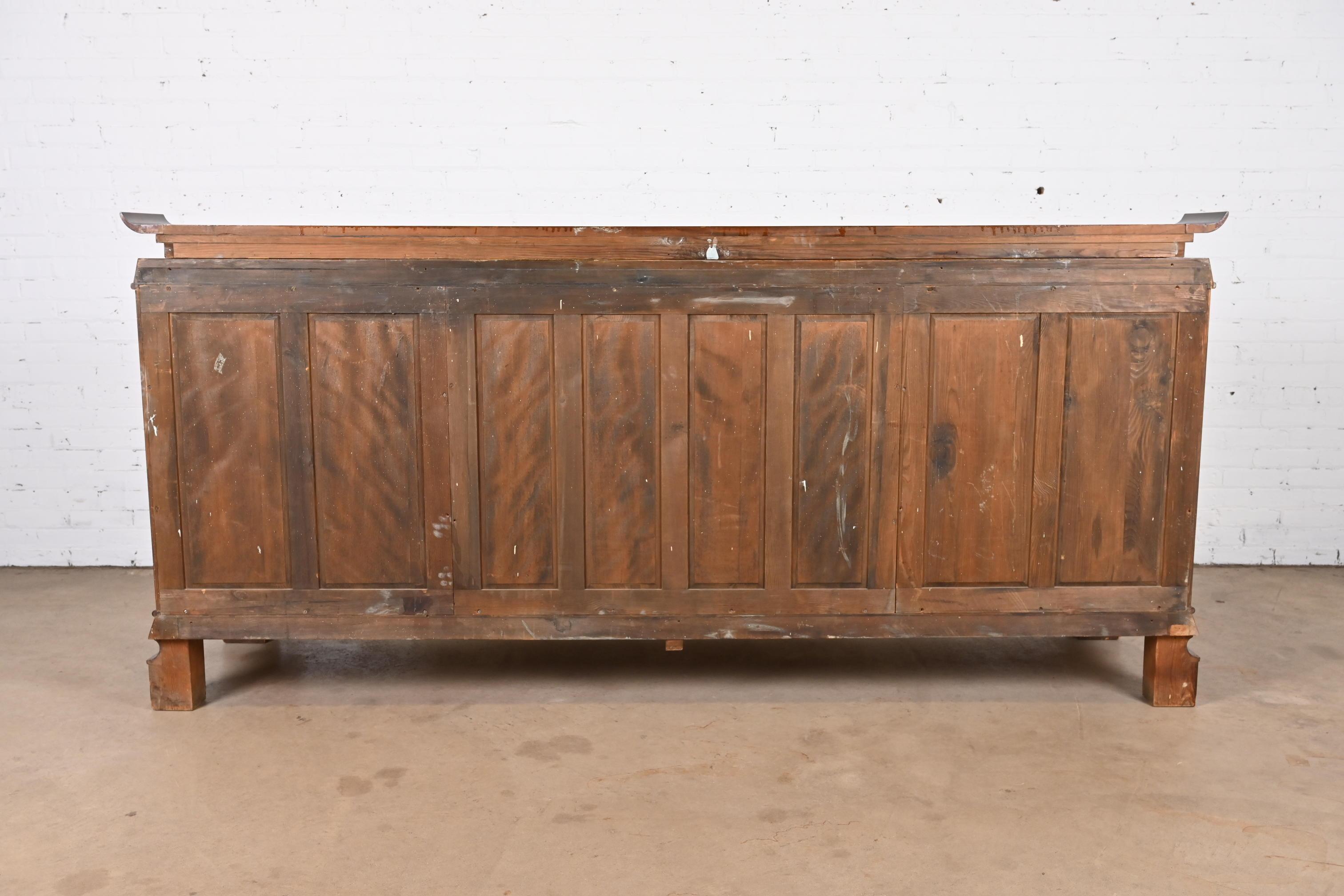 Jules Leleu Style French Art Deco Inlaid Burled Walnut Sideboard or Bar Cabinet For Sale 9