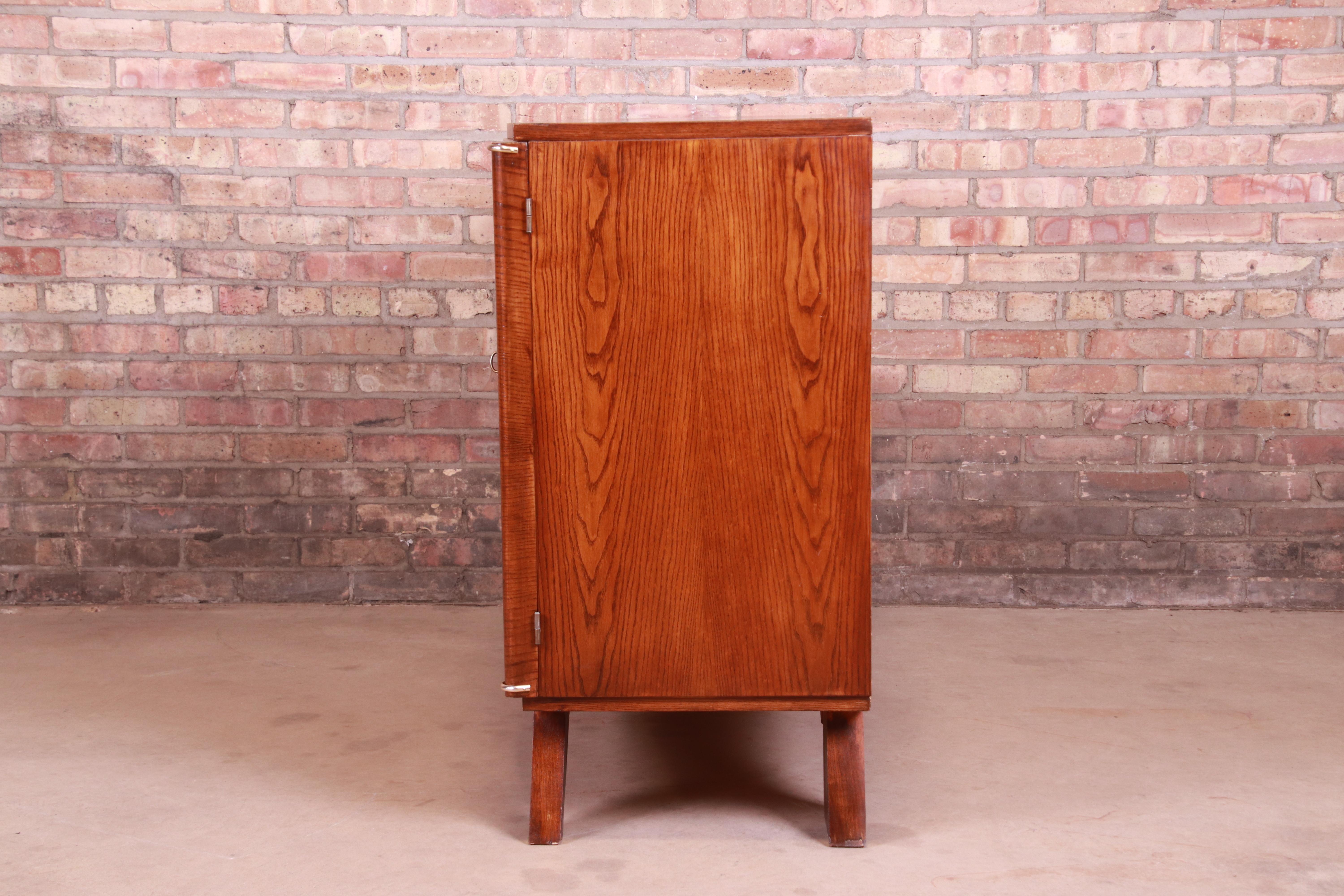 Jules Leleu Style French Art Deco Oak Parquetry Sideboard or Bar Cabinet 6