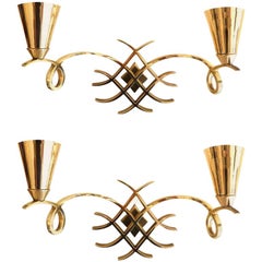 Jules Leleu Style French  Wall Sconces, Wall Lights - Pair, 6 available