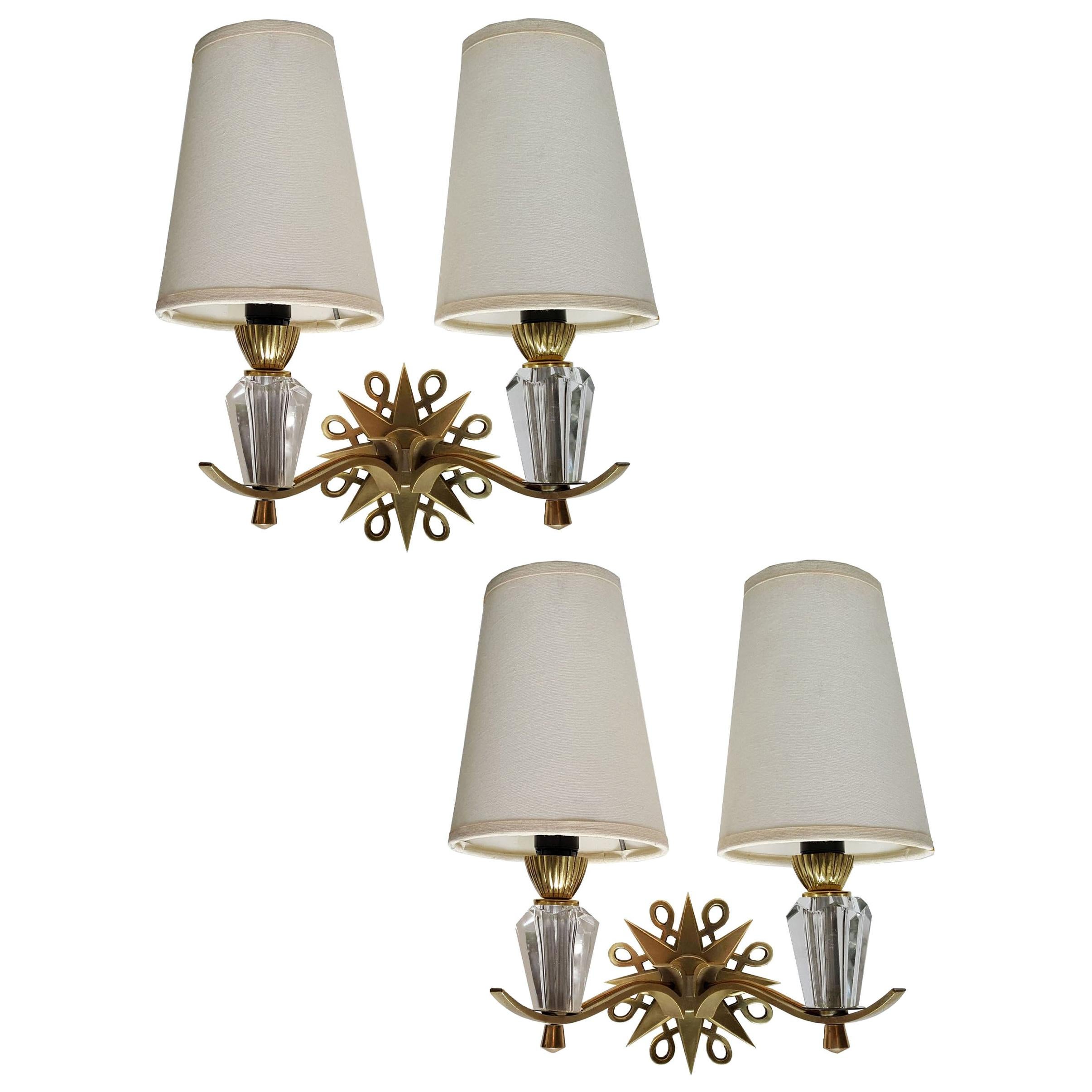 Jules Leleu Style Sconces For Sale