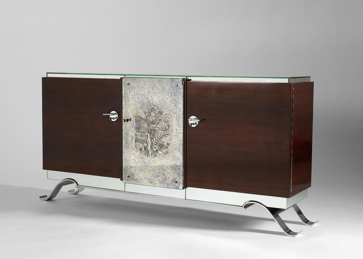 Jules Leleu, Three-door Cabinet with Mirrored Front, France, c. 1936 For Sale 3