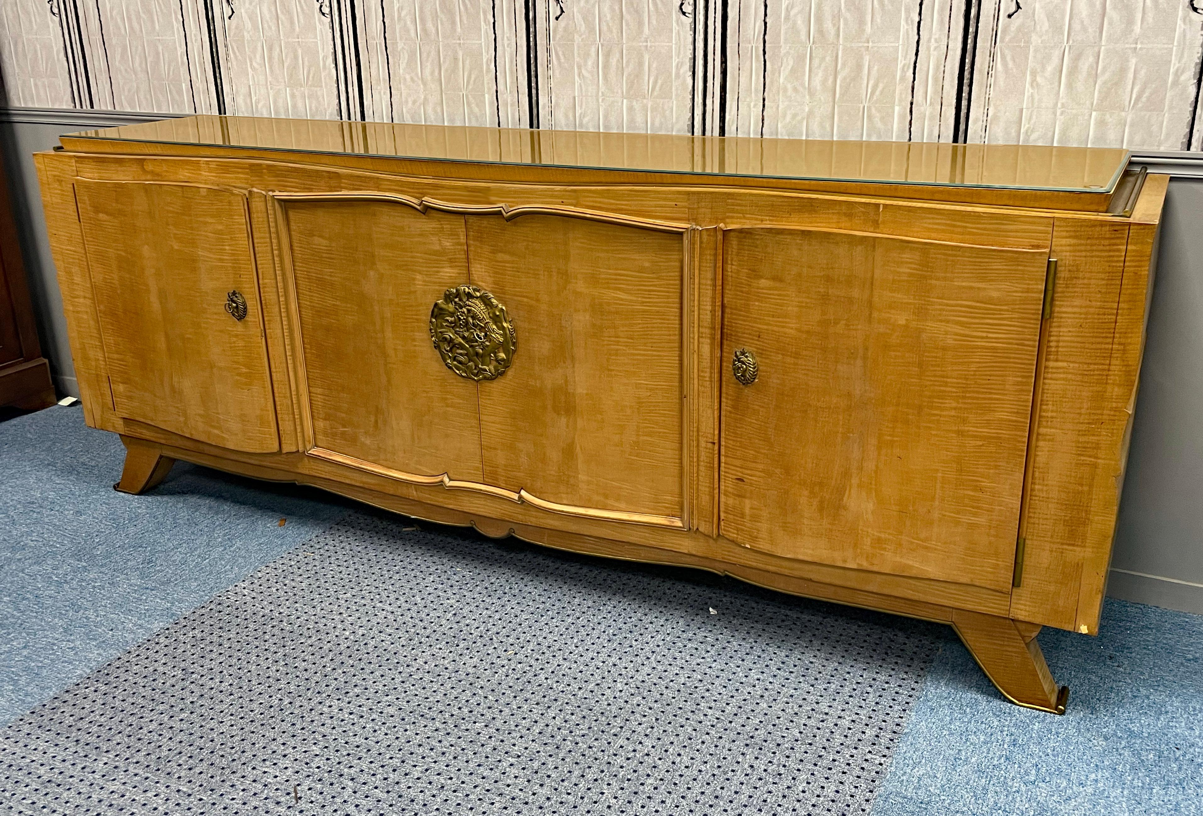 Jules Leleu ,very large and elegant sycamore art deco sideboard circa 1935