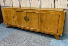 Jules Leleu , very large and elegant sycamore art deco sideboard circa 1935