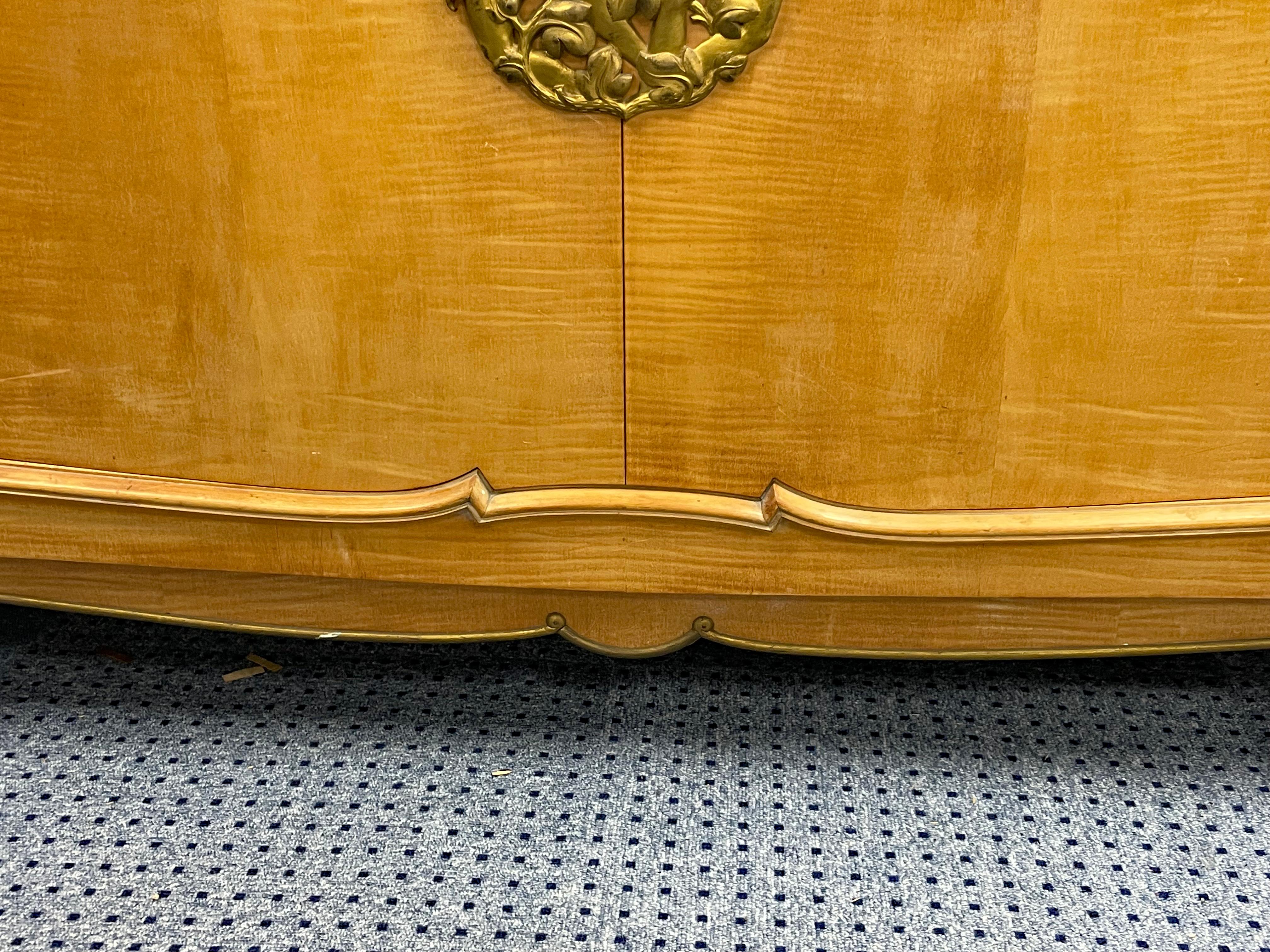 French Jules Leleu , very large and elegant sycamore art deco sideboard circa 1935 For Sale