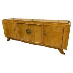 Jules Leleu , very large and elegant sycamore art deco sideboard circa 1935