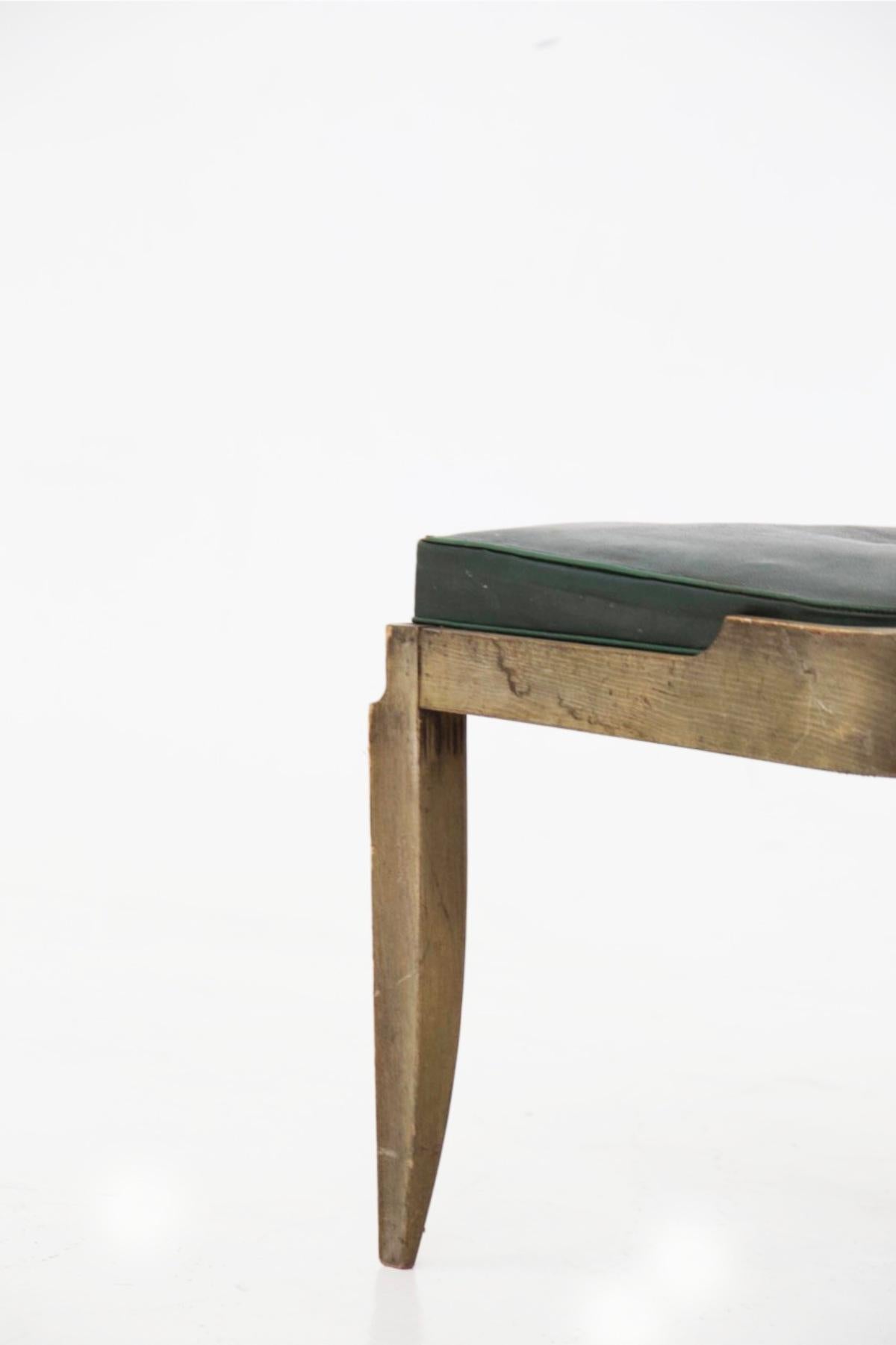 Jules Leleu Vintage-Stühle aus Holz und grünem Leder im Angebot 10