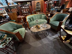Jules Leleu Vintage French Art Deco 3 Piece Sofa Suite Restored