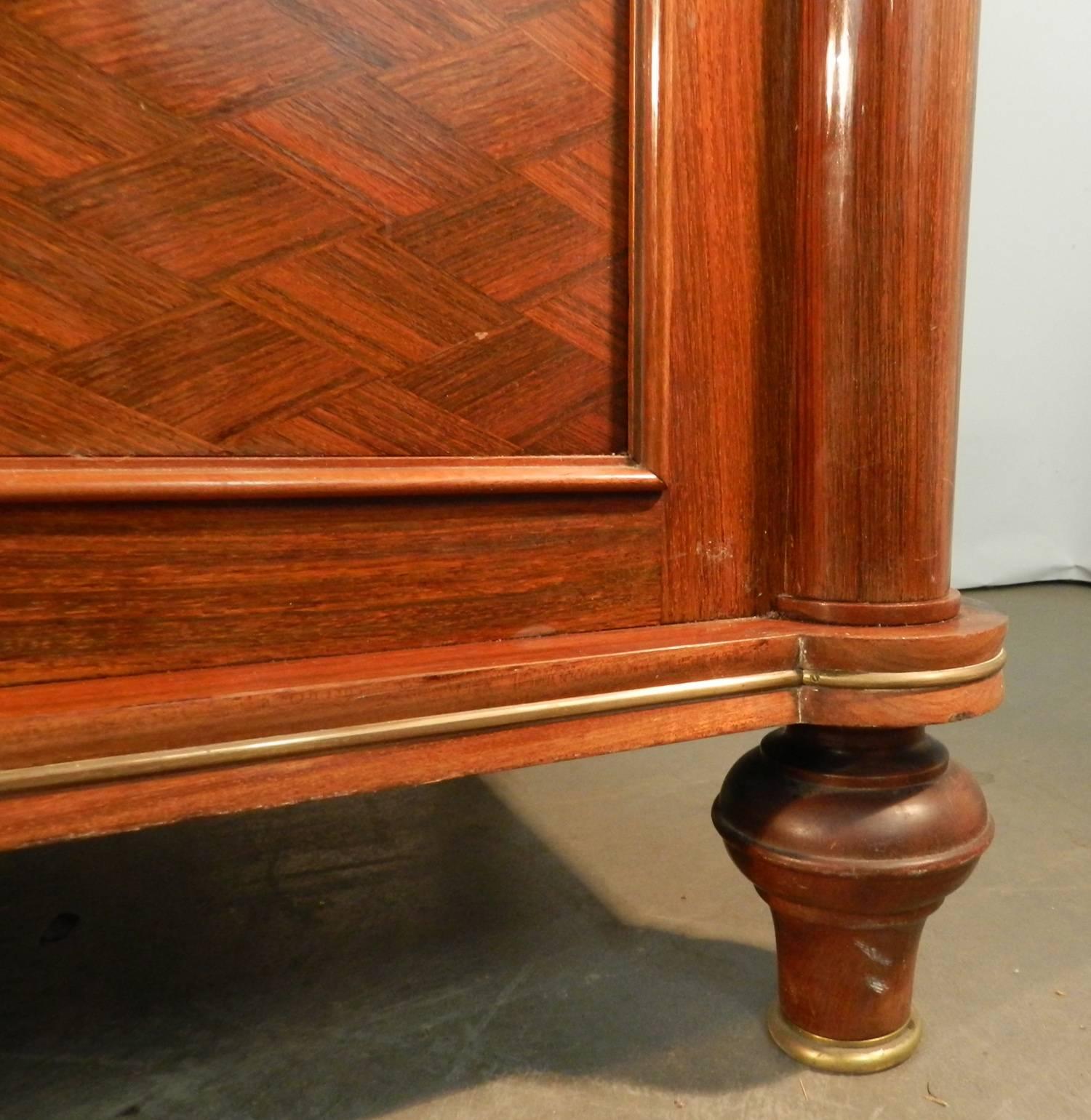 Jules Leleu, Walnut Sideboard with Three Diamond Marquetry Design Doors In Good Condition For Sale In Saint-Ouen, FR