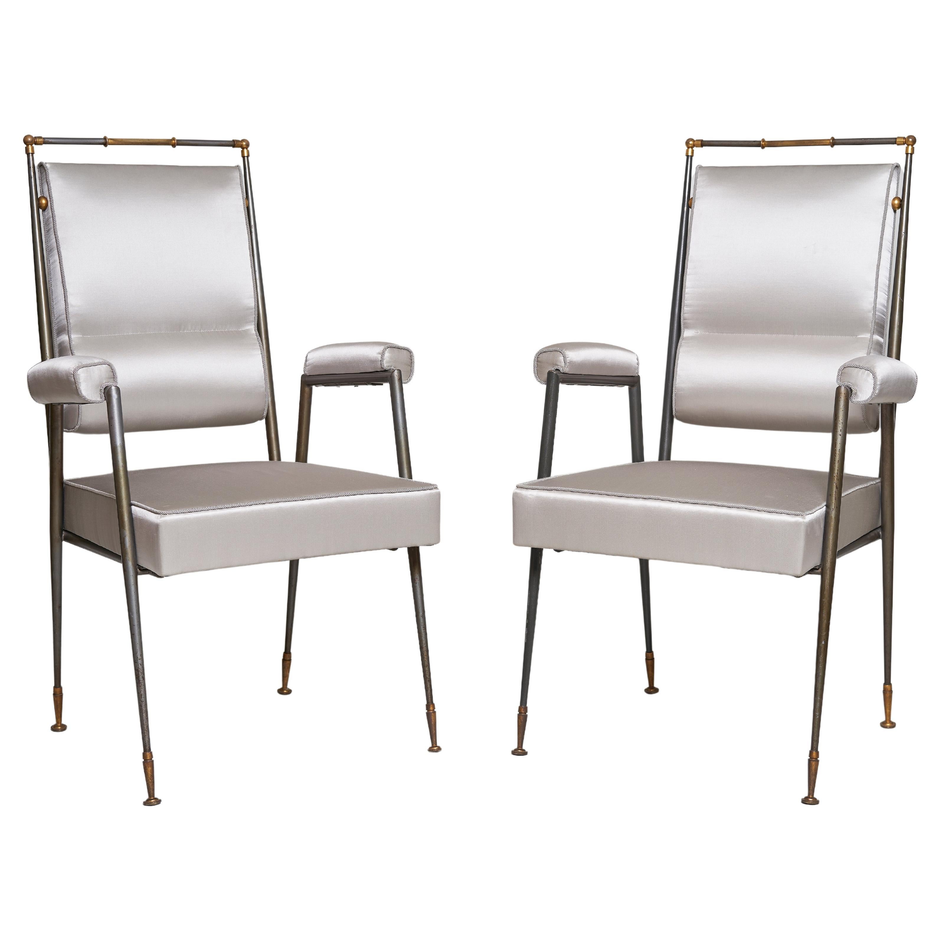 Jules Leleu pair of chairs  For Sale