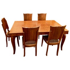 French Art Deco Dining Room Suite Buffet, Table 6 Chairs attrib. to Jule Leleu