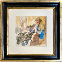 Dame en pensée" de Jules Lentrein (1875 - Bruxelles - 1943)