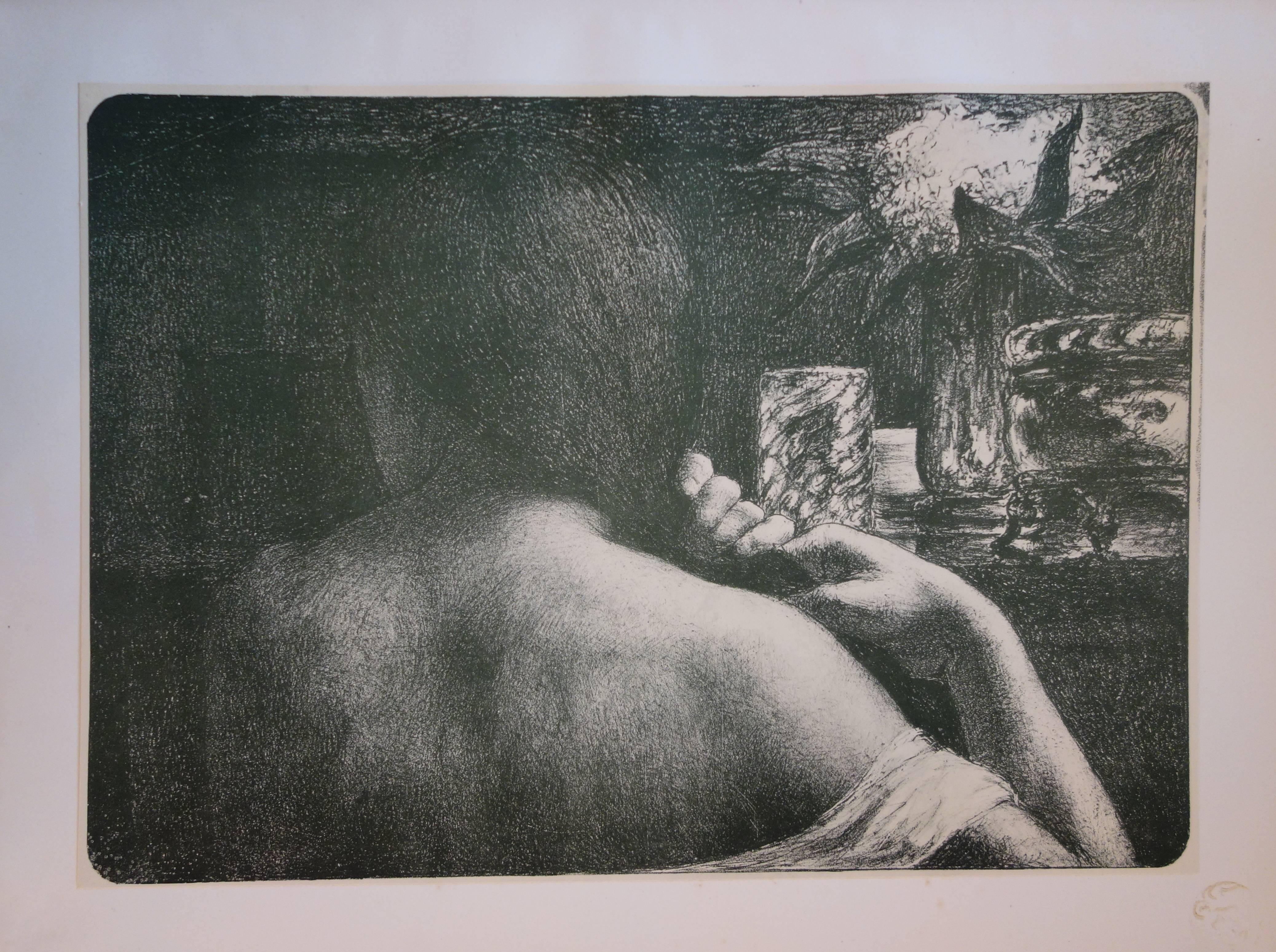 Figurative Print de Jules Leon Flandrin - El pelo - Litografía original - 1897
