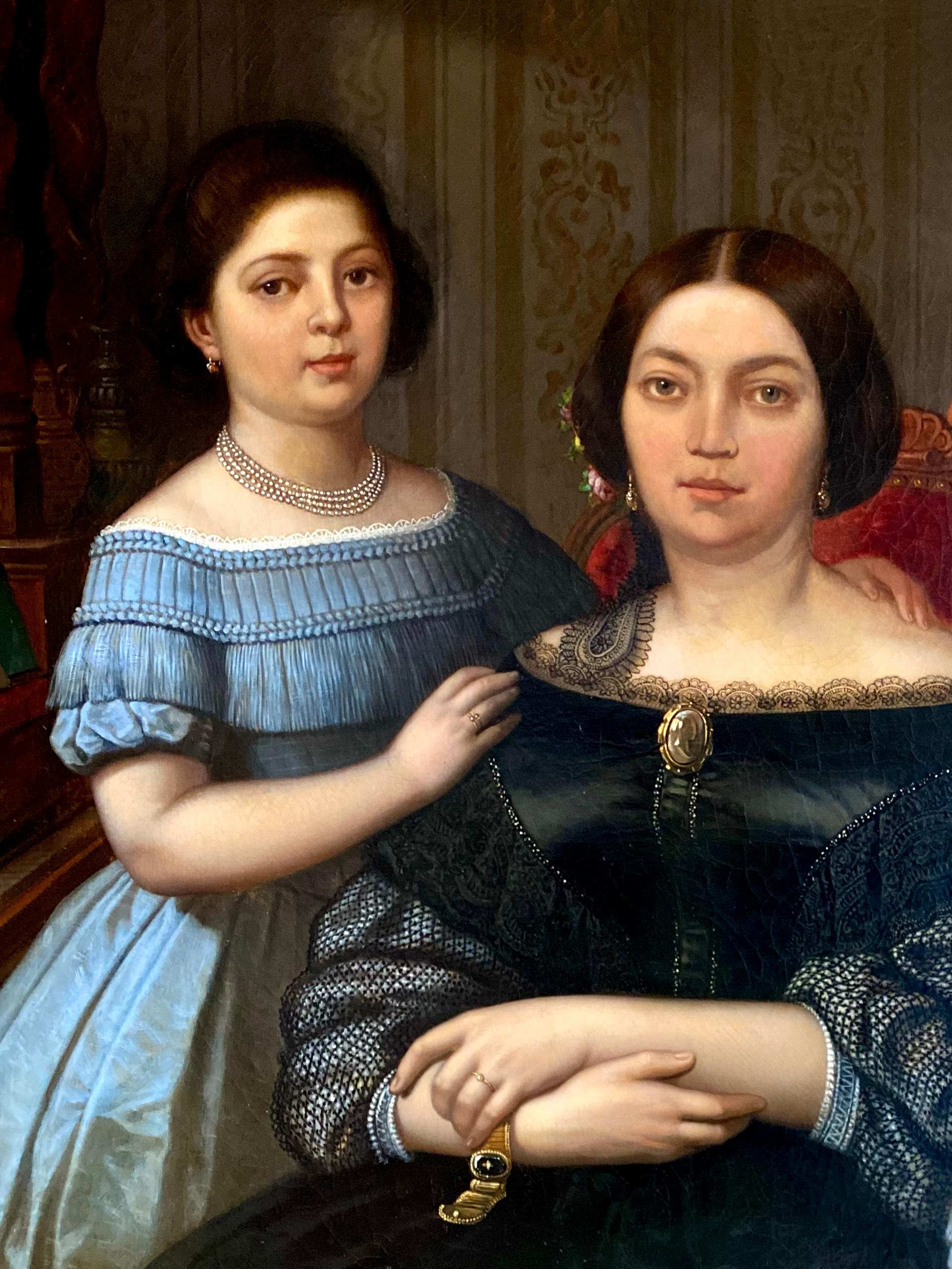 'Madame de Joannès et ses Filles' von Jules Leonard (1827-1897) Belgier - Französisch im Angebot 3