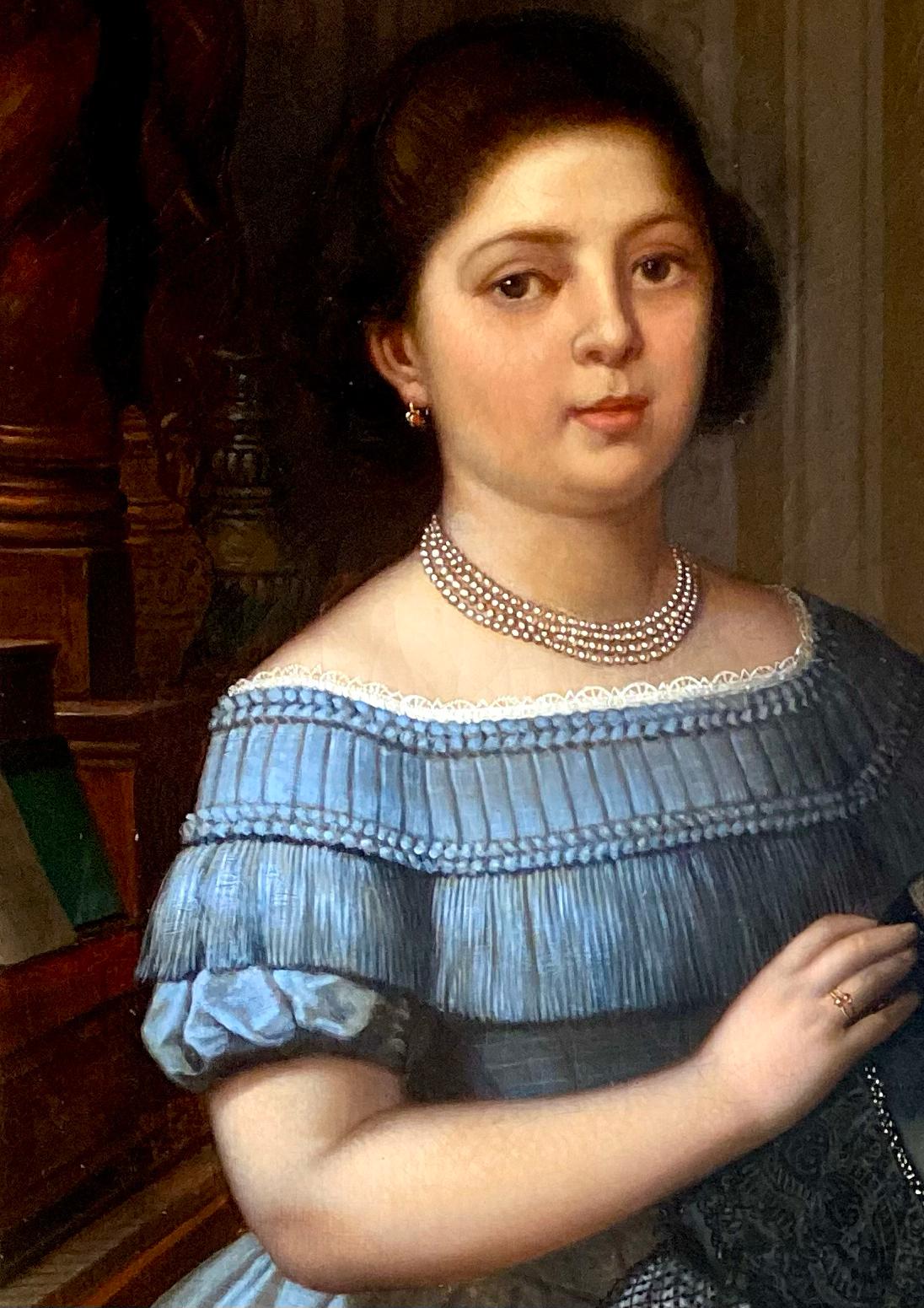 'Madame de Joannès et ses Filles' von Jules Leonard (1827-1897) Belgier - Französisch im Angebot 4