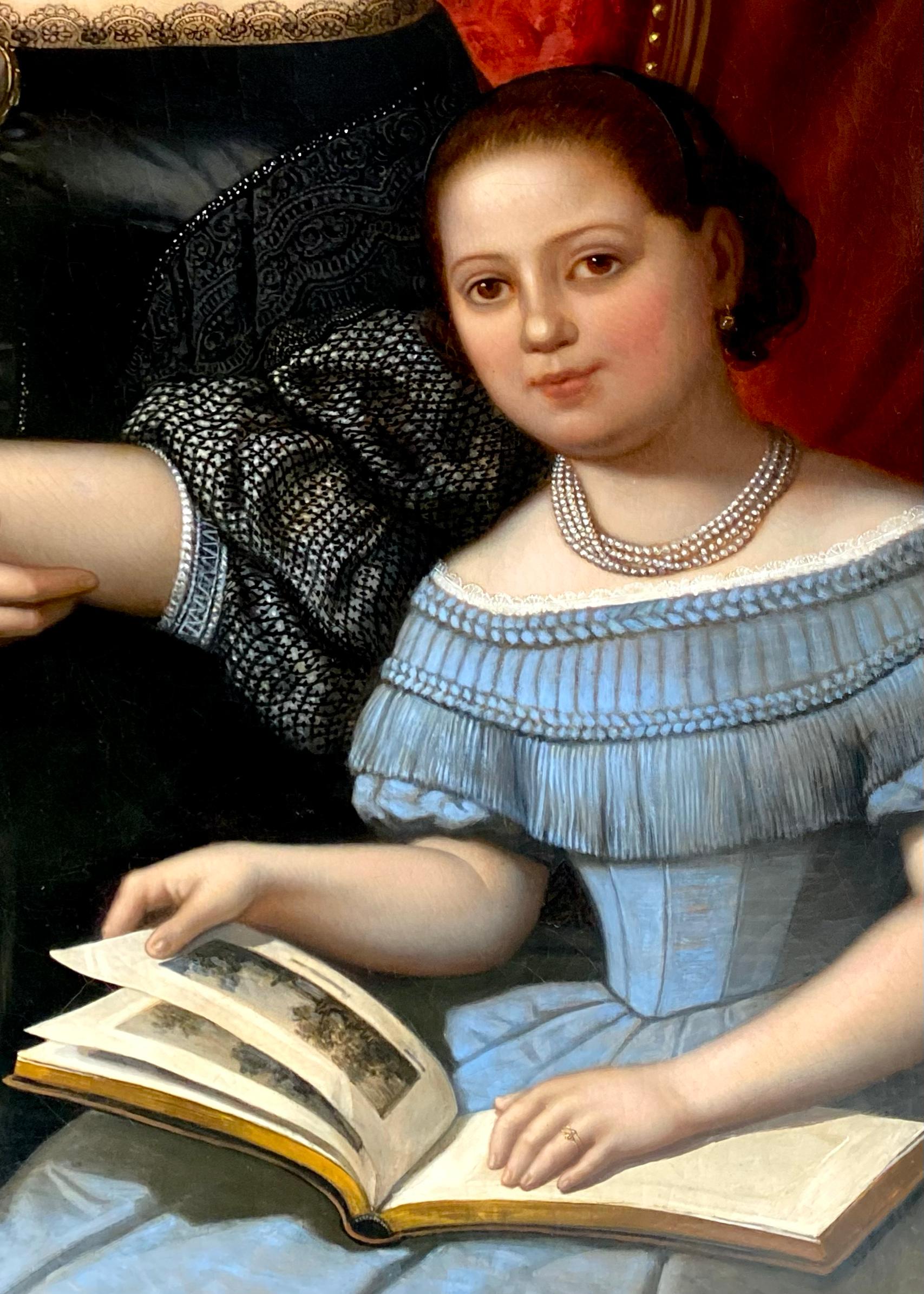 'Madame de Joannès et ses Filles' von Jules Leonard (1827-1897) Belgier - Französisch im Angebot 8