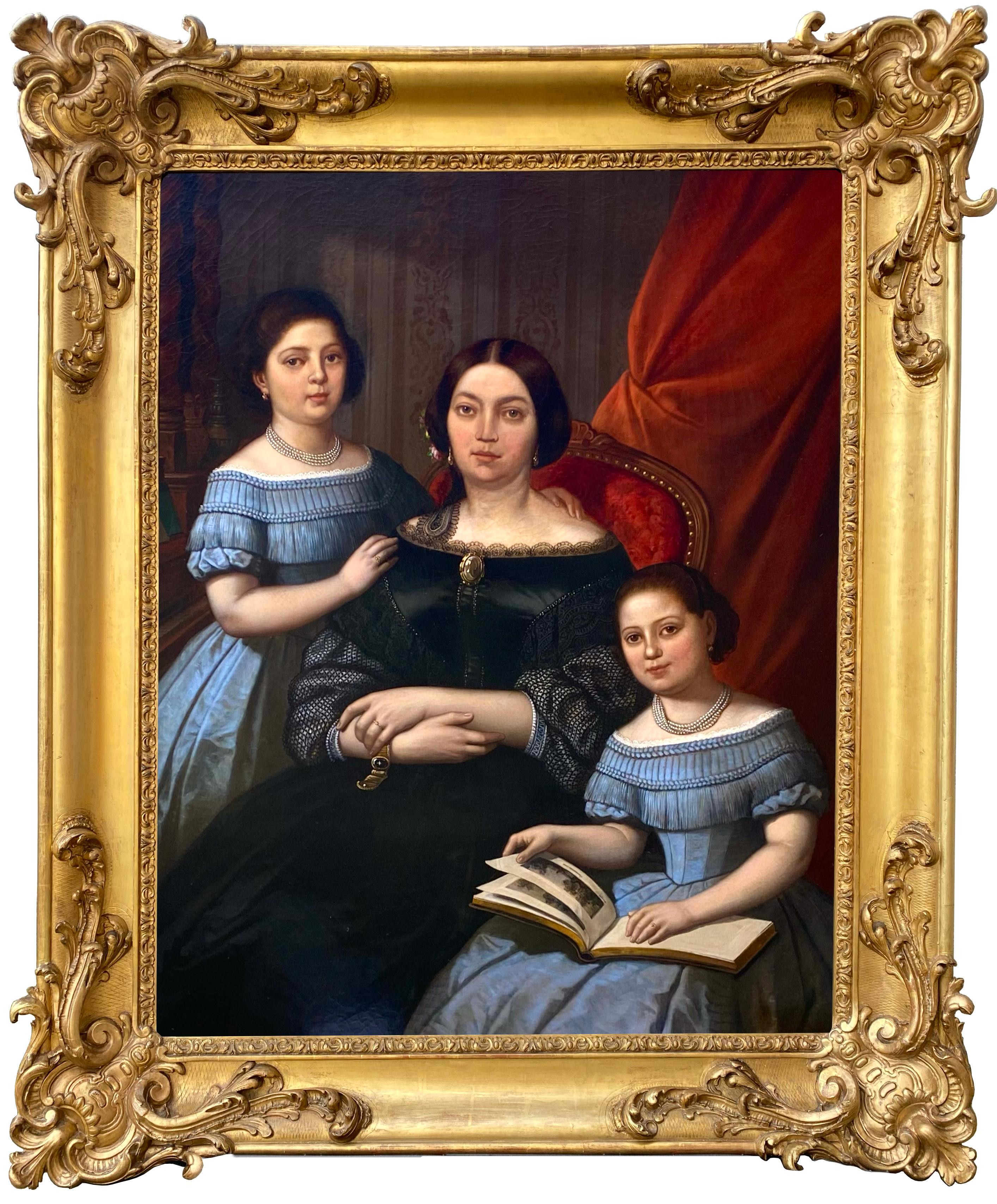 Jules Leonard
Cerfontaine 1827 - 1897 Valenciennes
Belgisch - Französischer Maler

Madame de Joannès und ihre Schwestern

Signatur: signiert unten rechts und datiert "Jules Leonard 1881", auf der Rückseite, Provenienz
Medium: Öl auf