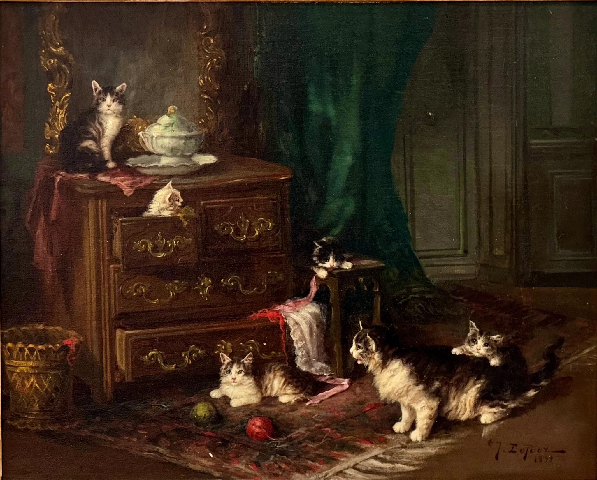 XIXe siècle Jules Leroy (français, 1856-1921) Chatons au jeu en vente