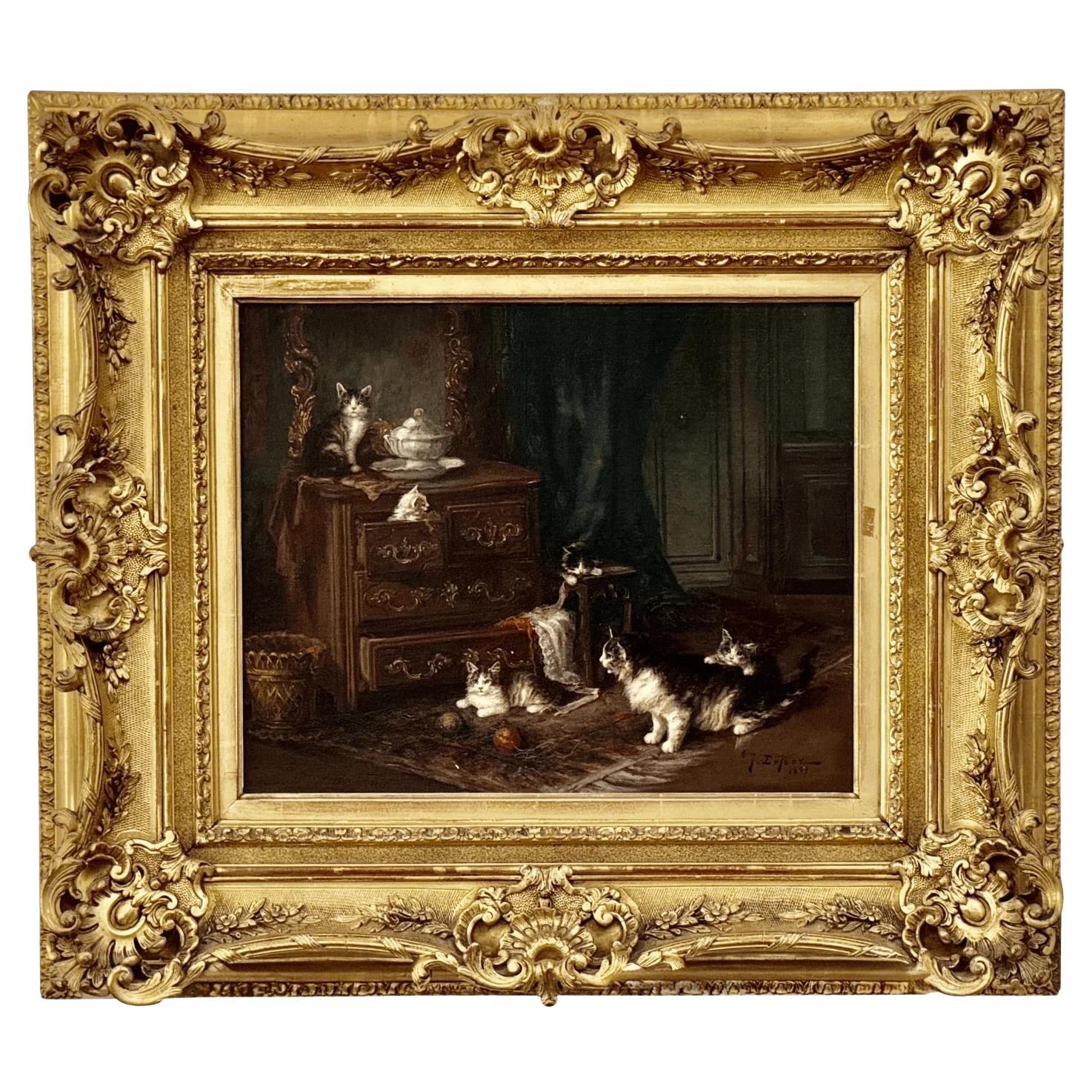 Jules Leroy (français, 1856-1921) Chatons au jeu
