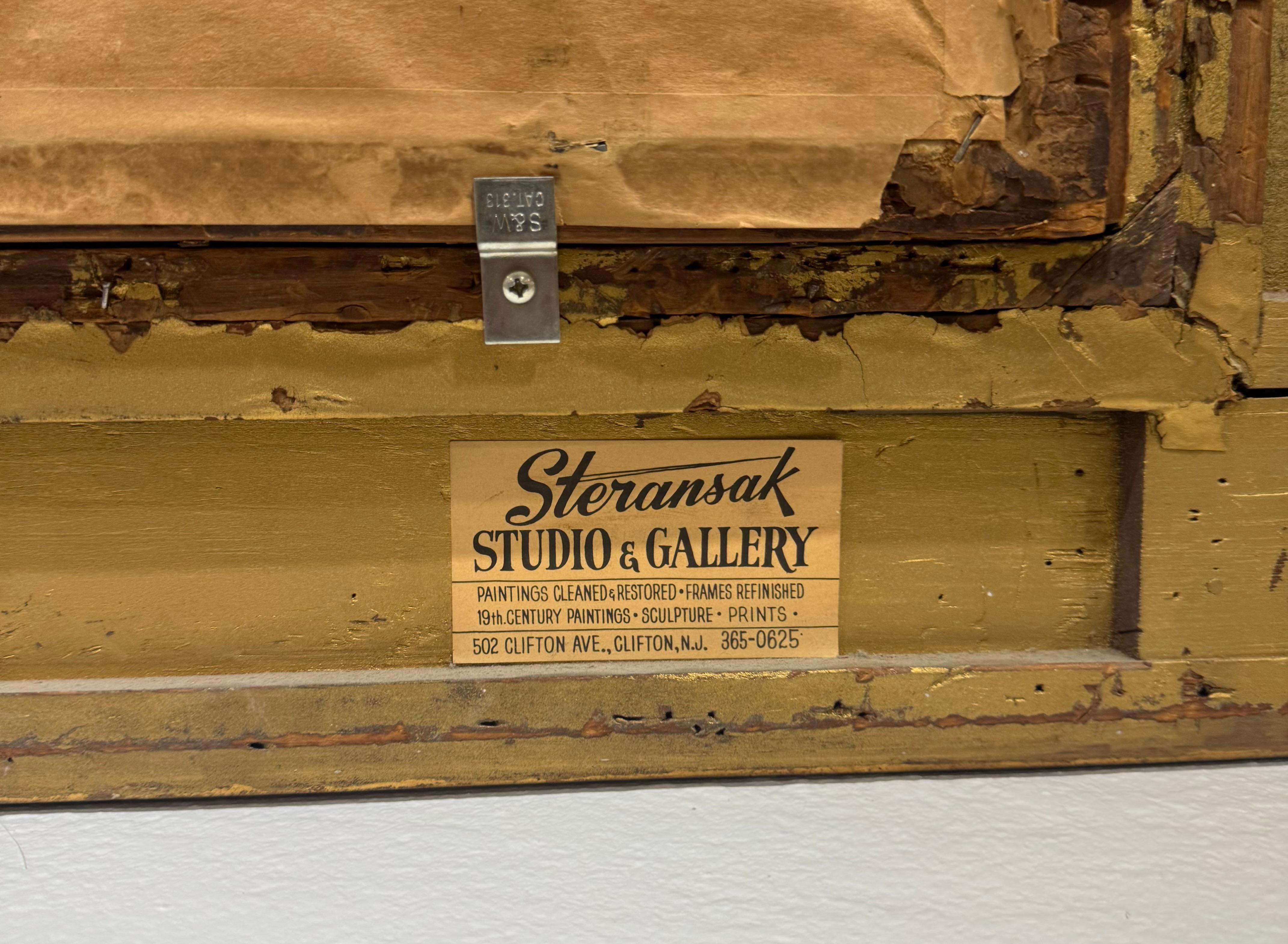 French BELLE EPOQUE Fancy Gold Frame PLAYFUL KITTENS Oil painting en venta 5