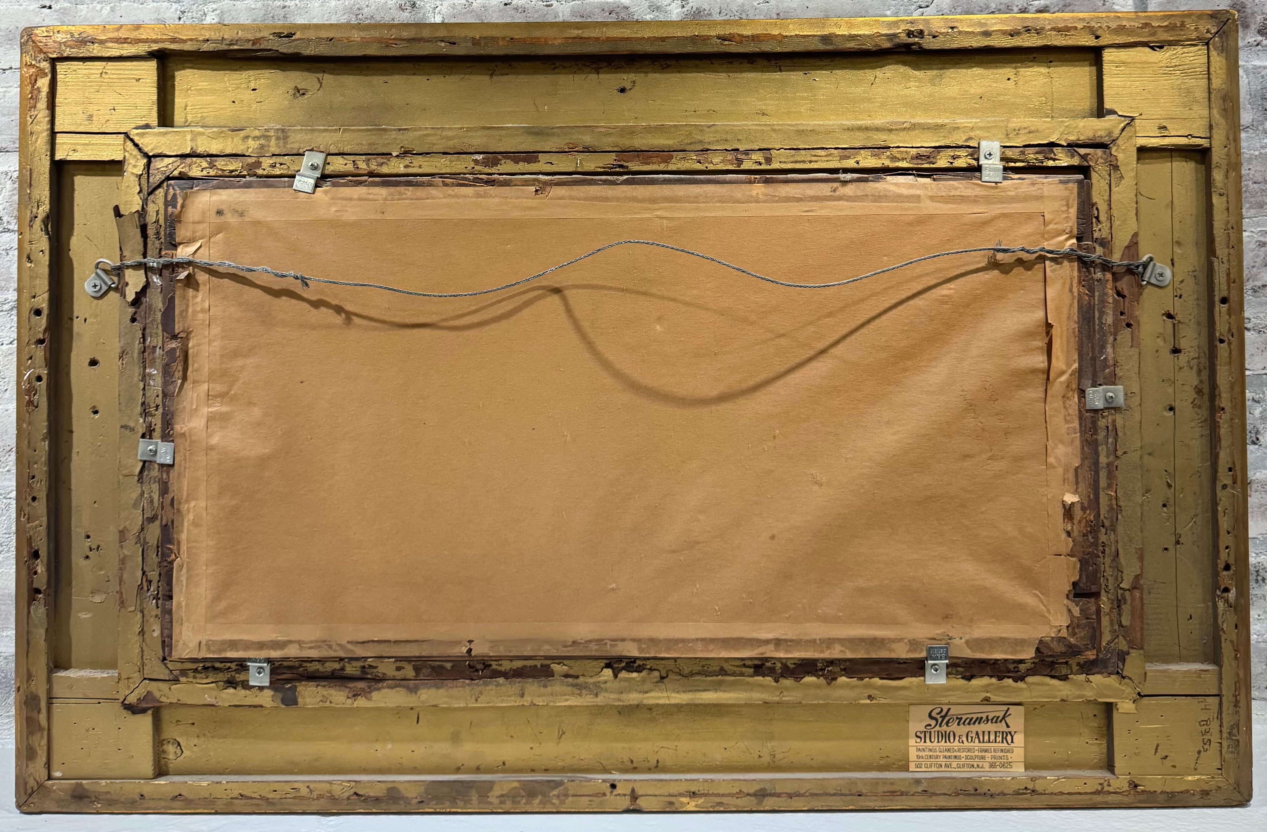 French BELLE EPOQUE Fancy Gold Frame PLAYFUL KITTENS Oil painting en venta 4