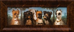 Portrait of 6 Dogs on Enameled Ceramic by Maison Pichenot-Loebnitz ca. 1870s