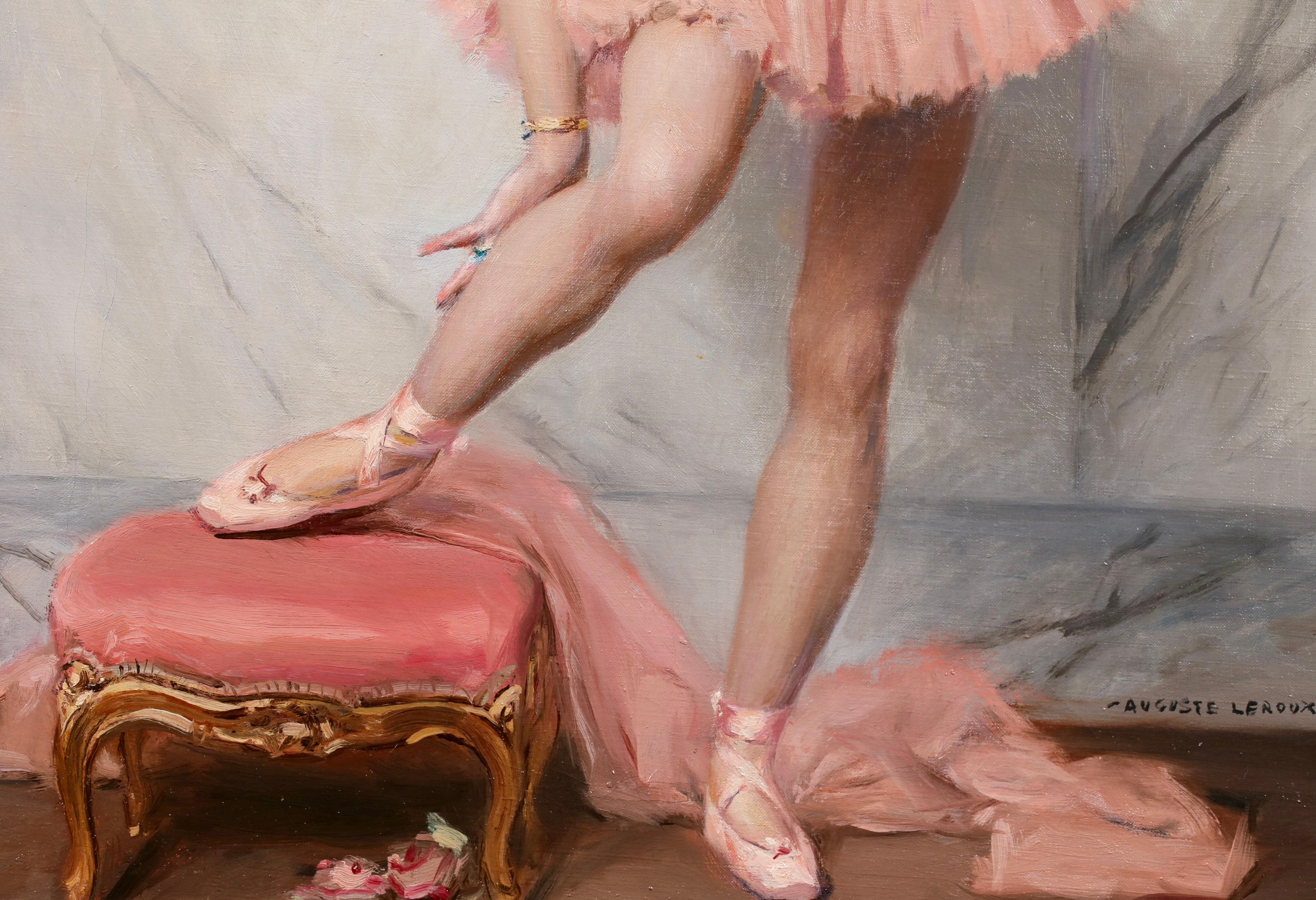 Une Ballerine - Realist Figurative Oil Painting by Auguste Leroux For Sale 2