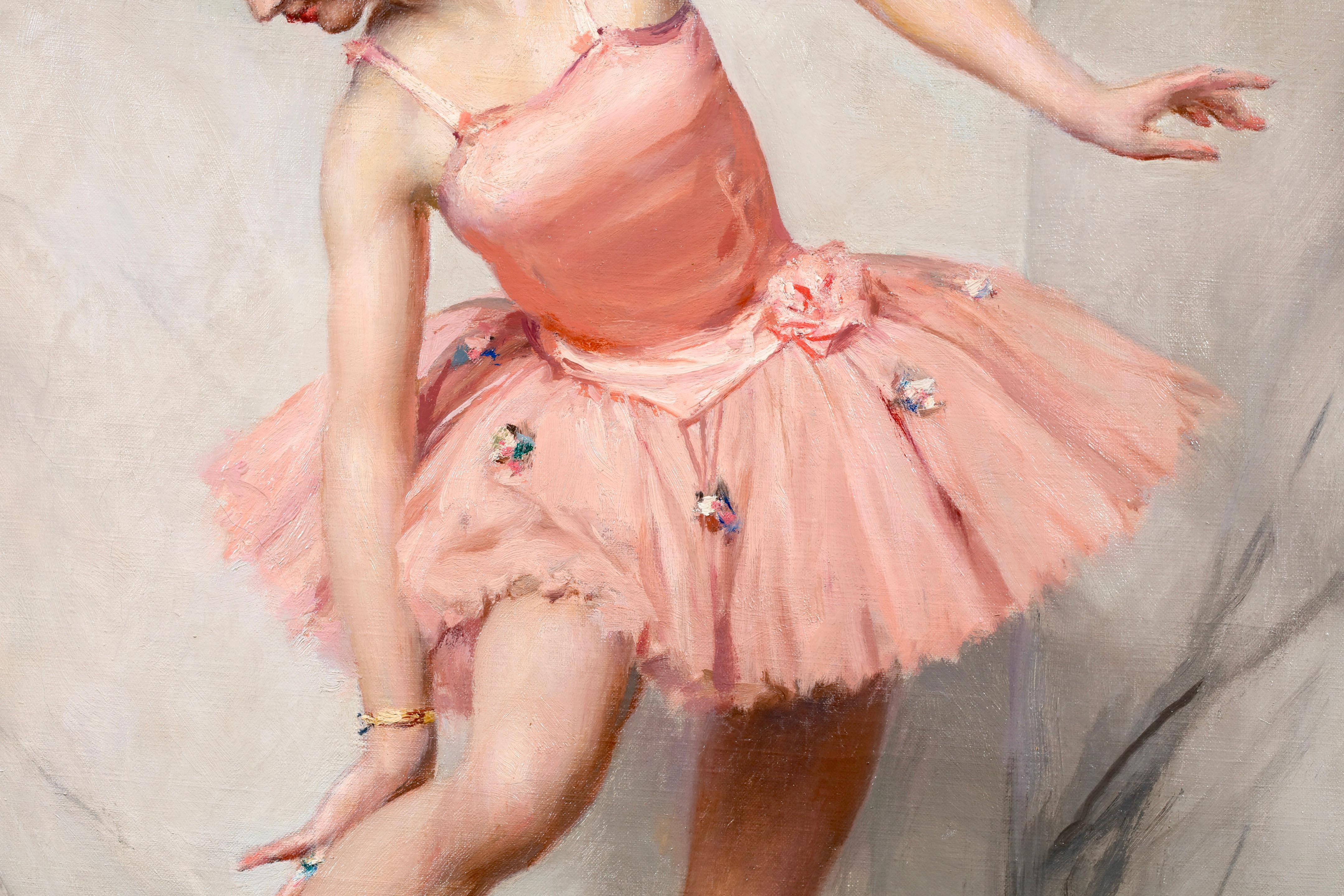 Une Ballerine - Realist Figurative Oil Painting by Auguste Leroux For Sale 4