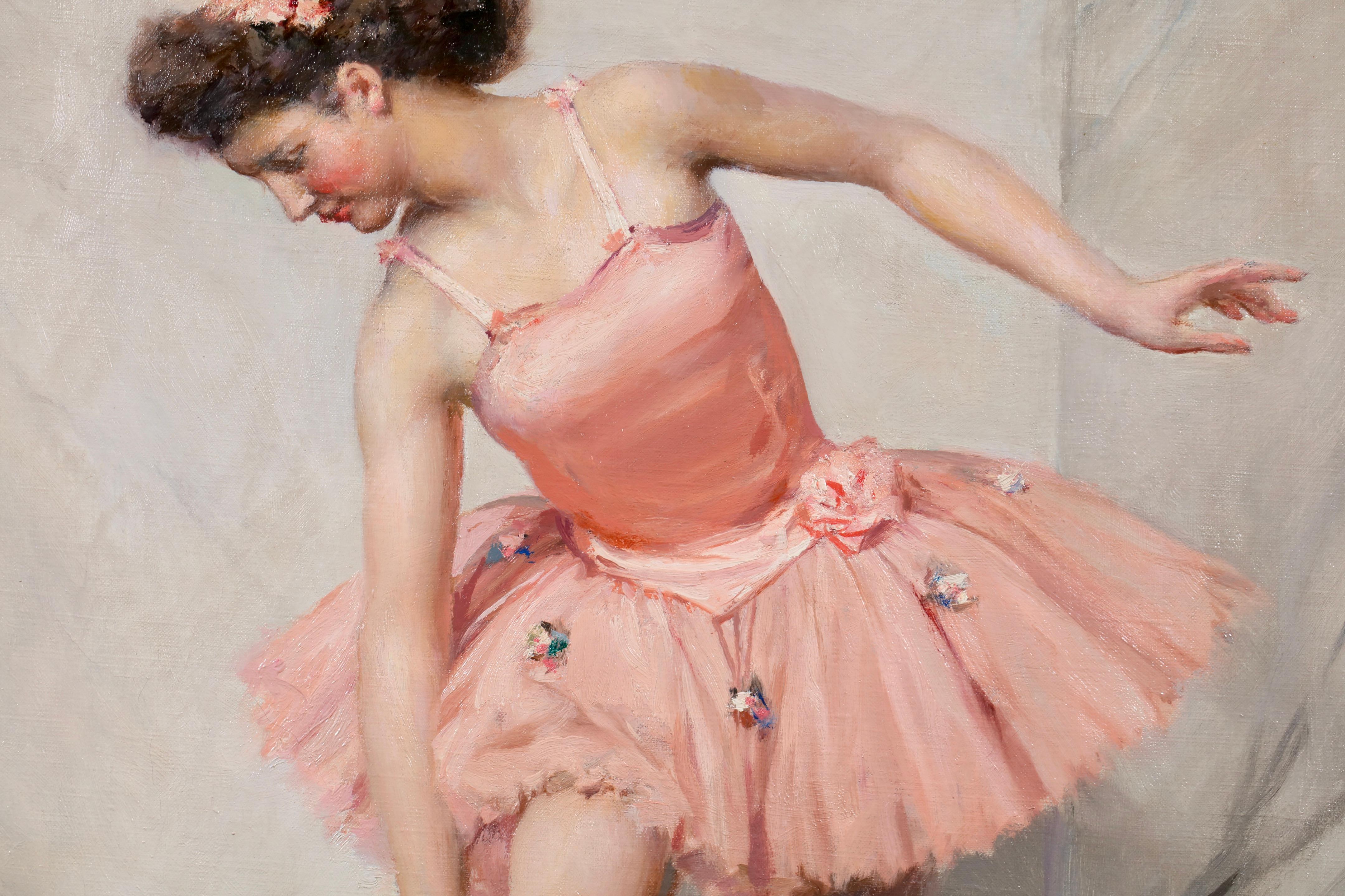 Une Ballerine - Realist Figurative Oil Painting by Auguste Leroux For Sale 5