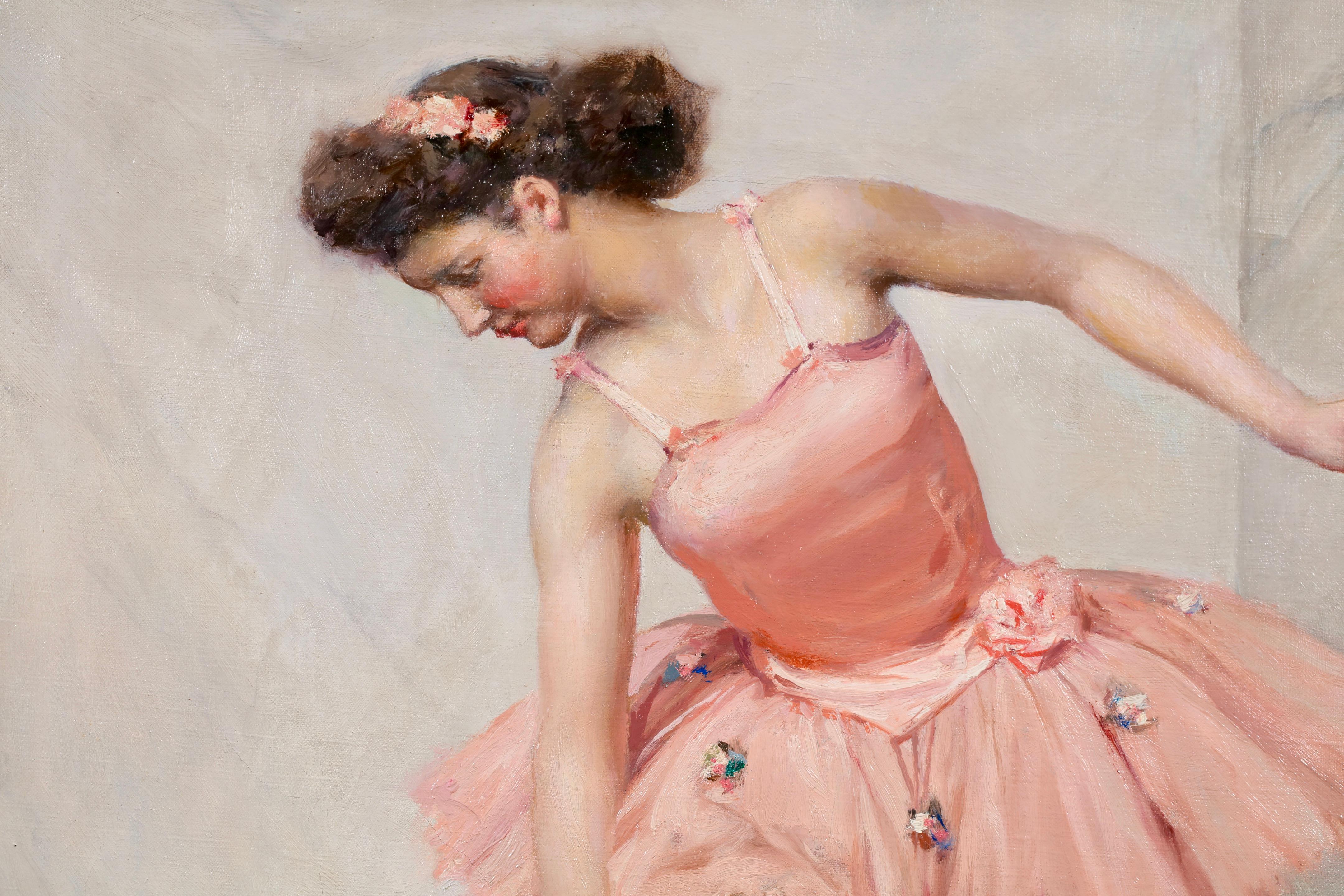 Une Ballerine - Realist Figurative Oil Painting by Auguste Leroux For Sale 6