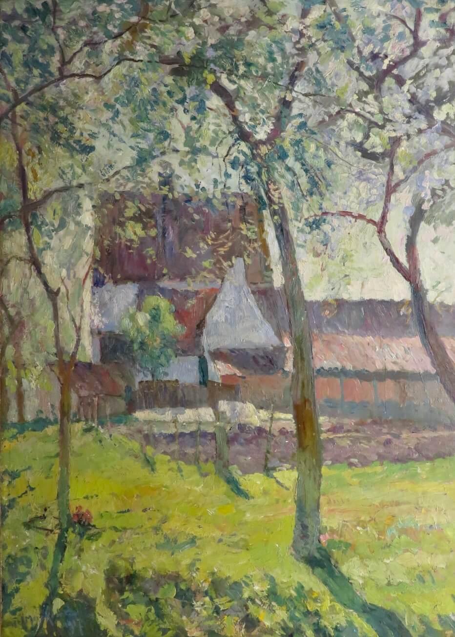 Peinture à l'huile post-impressionniste originale du début du 20e siècle PAYSAGE D'ETE FRANCAIS en vente 1