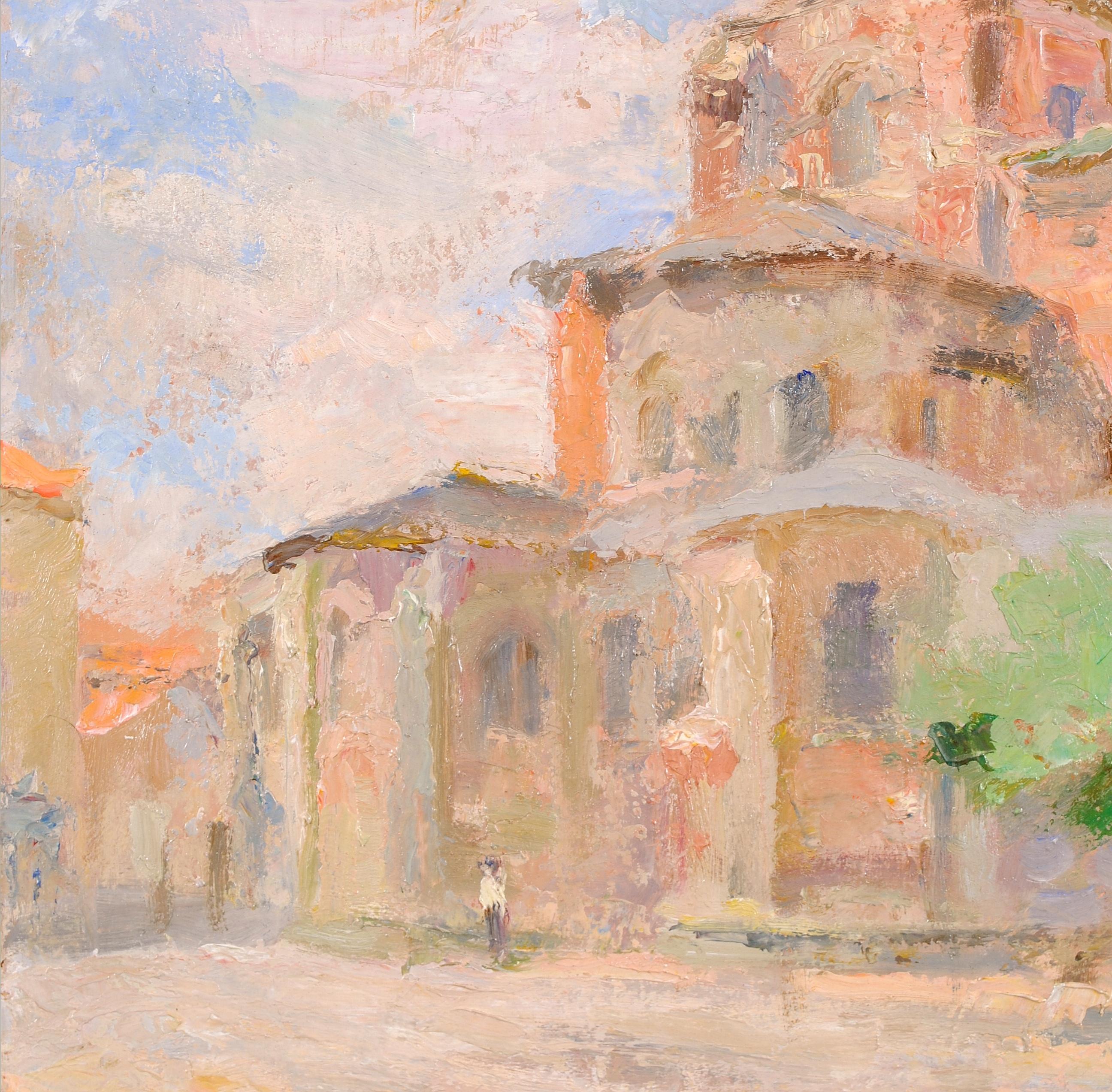 Provenza - Pintura al óleo sobre tabla postimpresionista francesa de mediados del siglo XX en venta 2