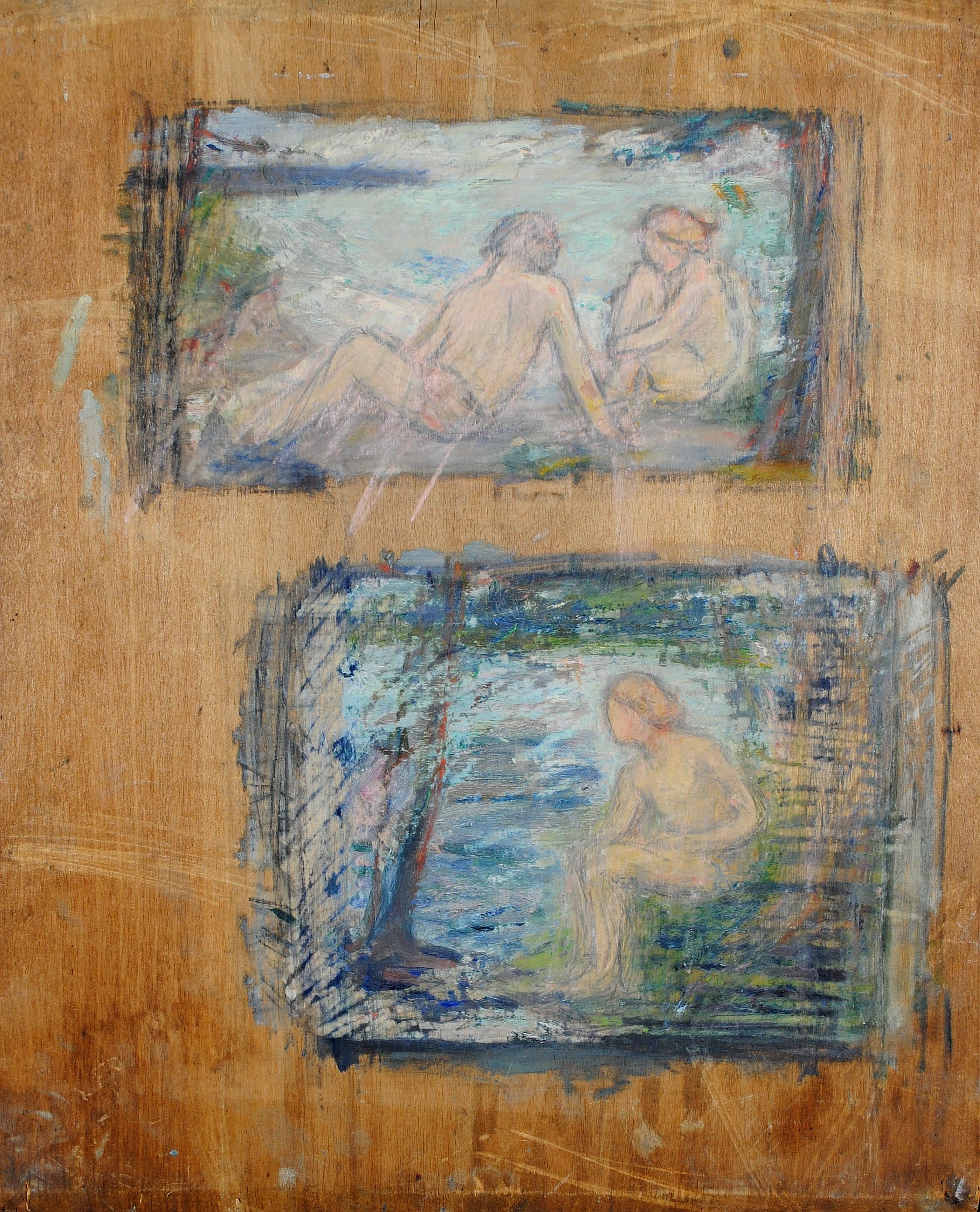 Provenza - Pintura al óleo sobre tabla postimpresionista francesa de mediados del siglo XX en venta 4