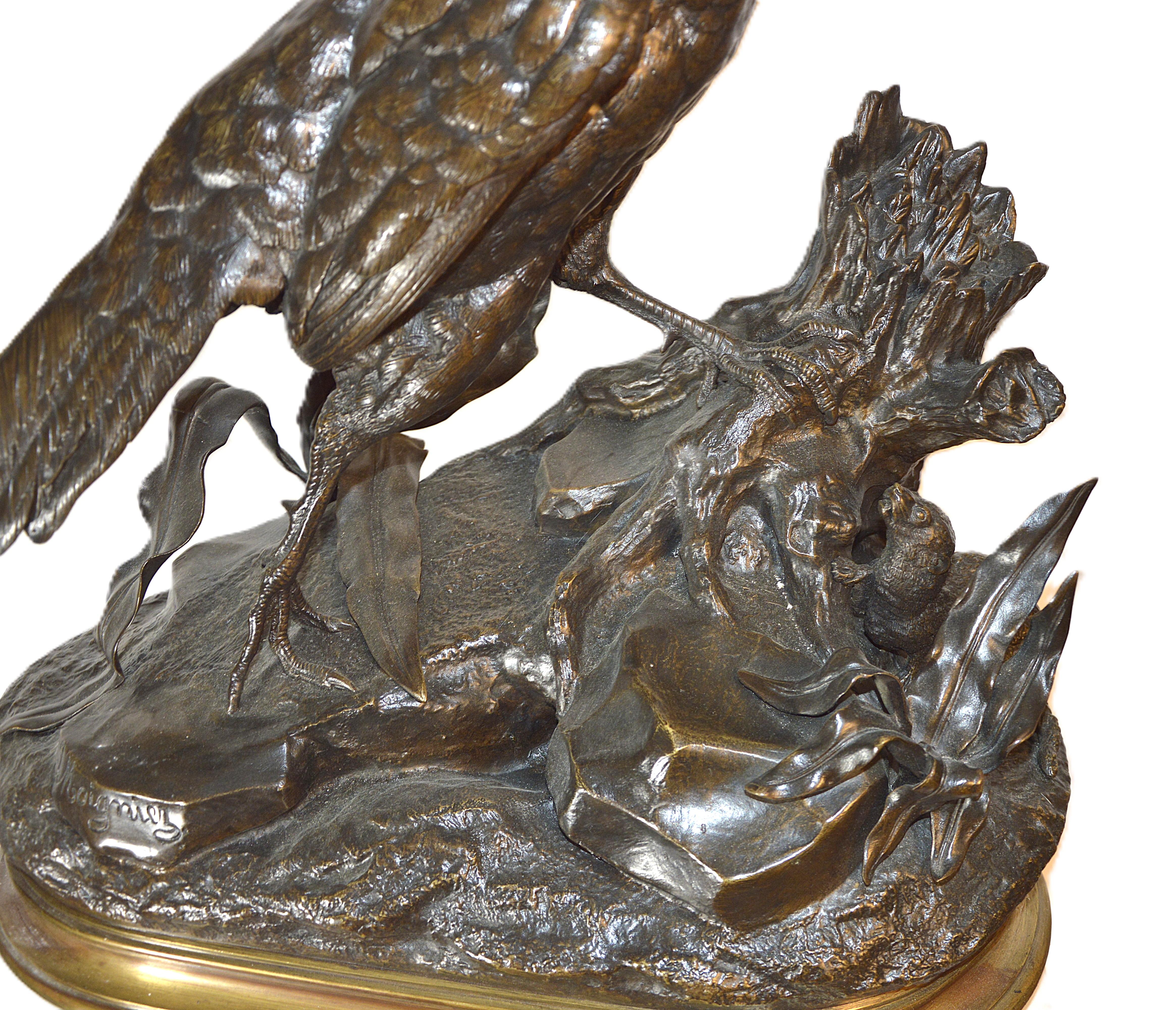 Bronze

48 cm hoch
unterzeichnet

Jules Moigniez (1835-1894) war ein französischer Bildhauer, der vor allem für seine detailreichen Tierskulpturen aus Bronze, insbesondere Vögel, bekannt war.

Geboren: 1835 in Senlis, Frankreich

Gestorben: 1894

