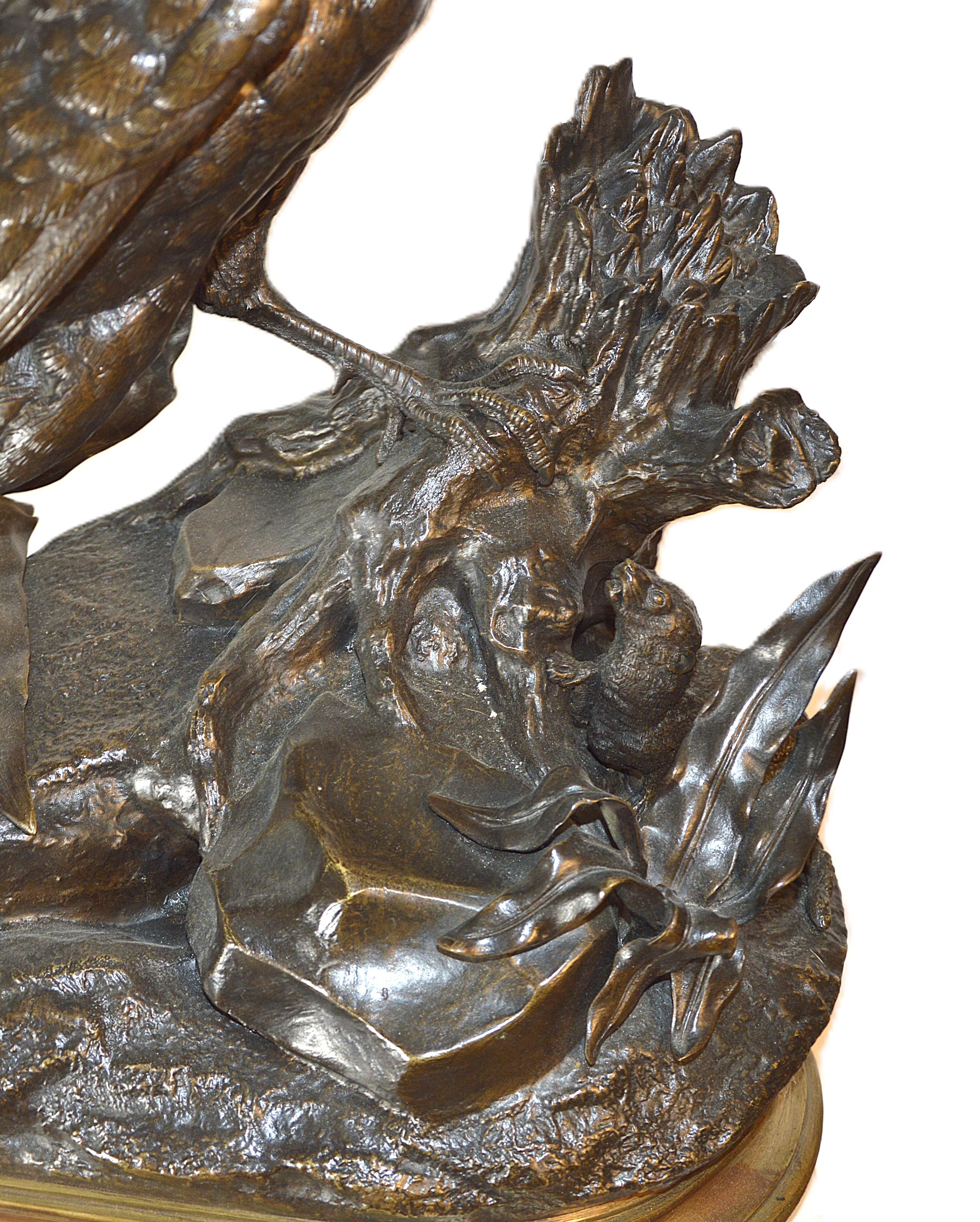 Jules Moigniez Animalier, Bronzeskulptur von Fasan und Wiesel im Angebot 3